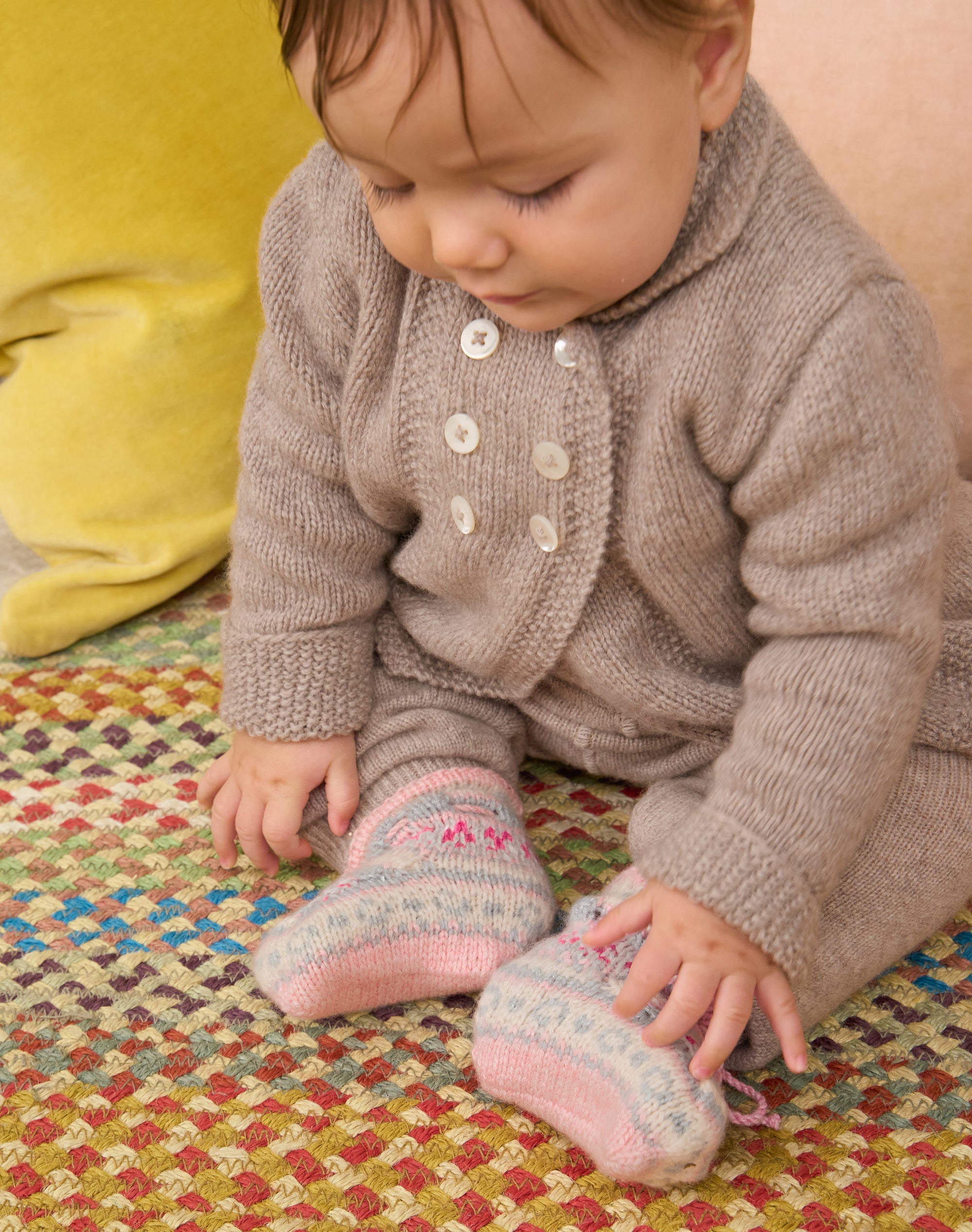Cashmere Hand Knit Fair Isle Bootees