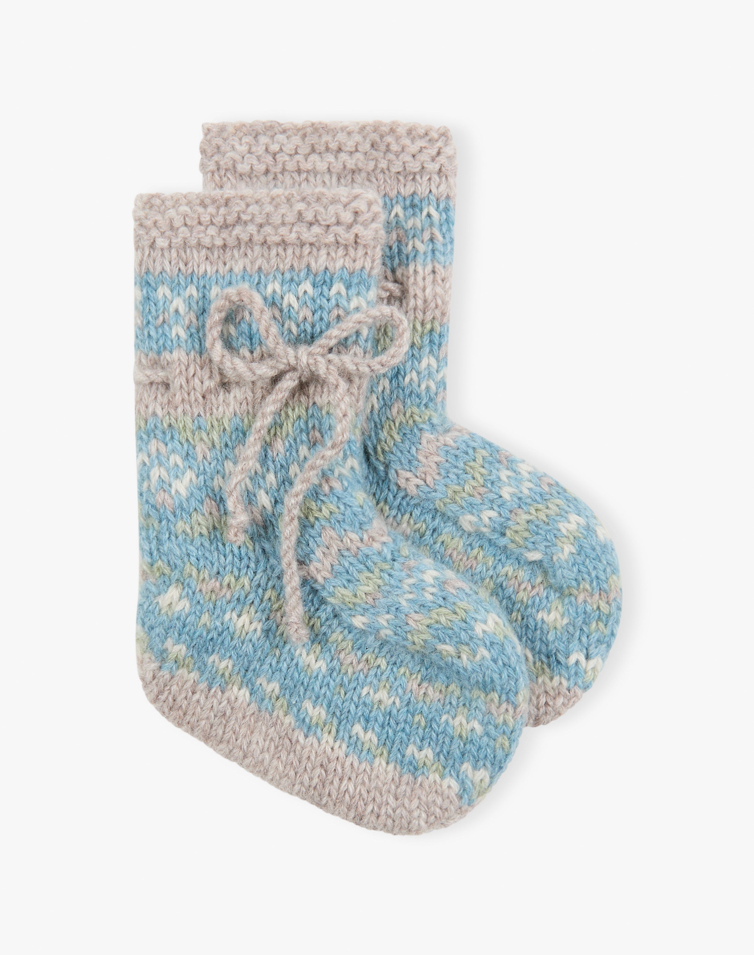 Cashmere Hand Knit Folk Fair Isle Bootees