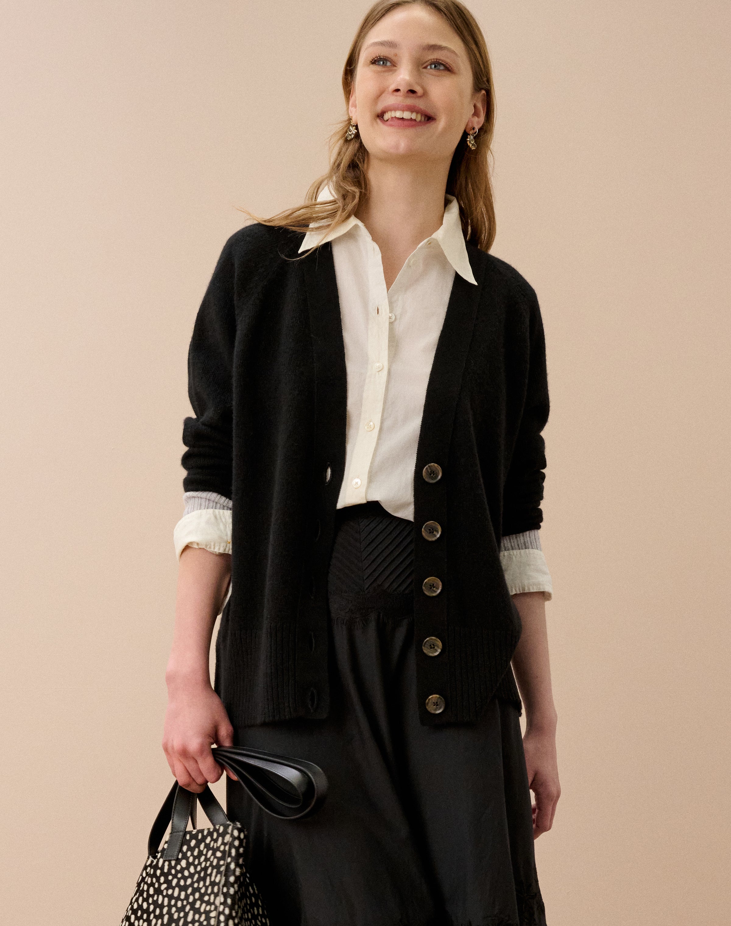 Cashmere Contrast Cuff Cardigan