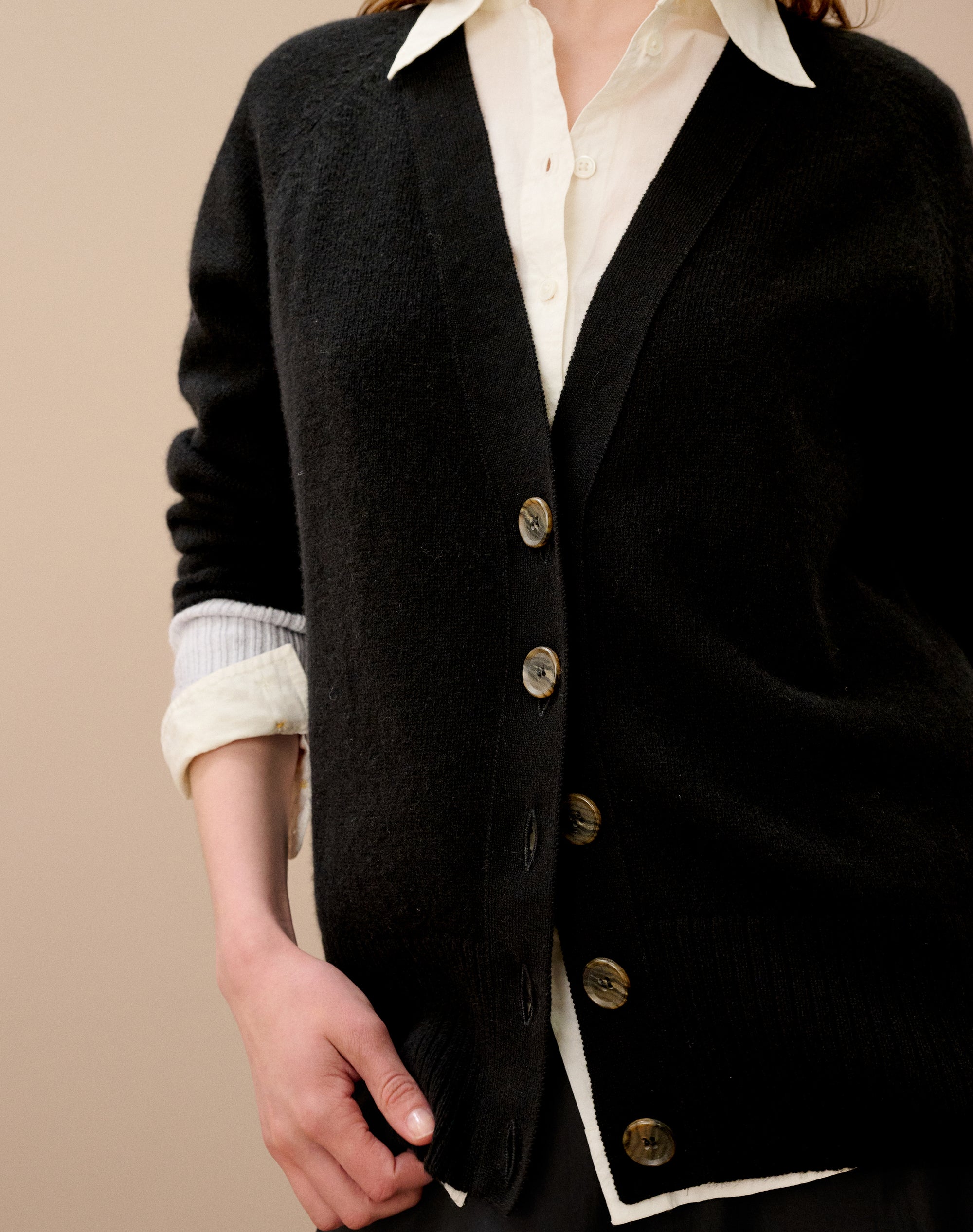 Cashmere Contrast Cuff Cardigan