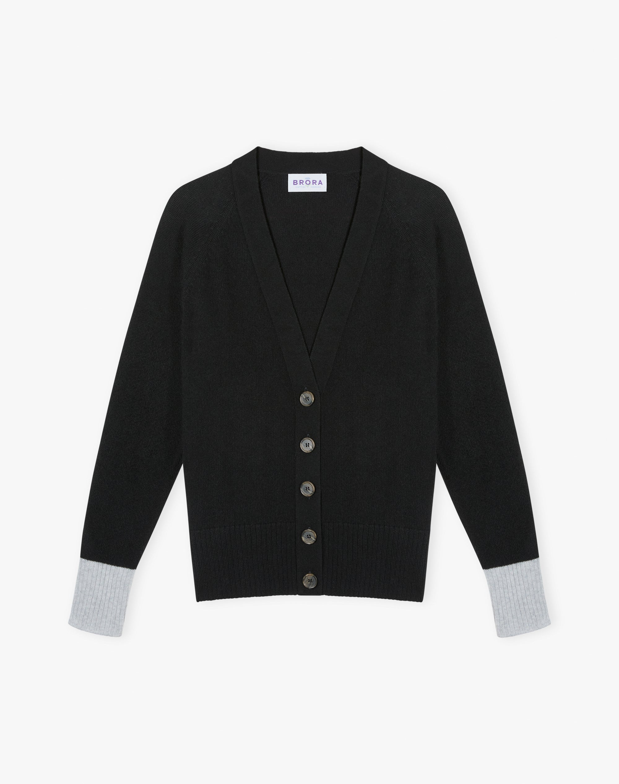 Cashmere Contrast Cuff Cardigan