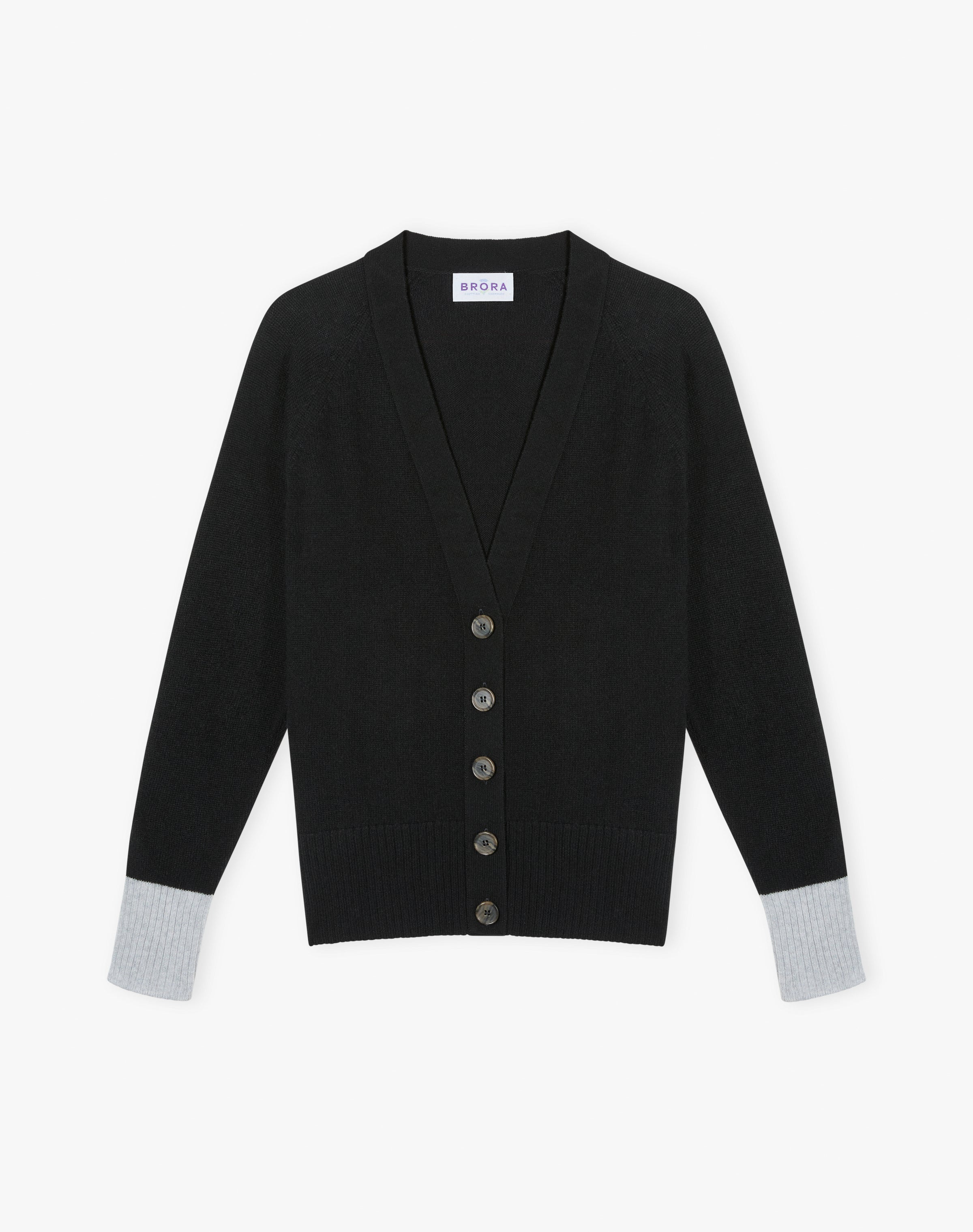 Cashmere Contrast Cuff Cardigan