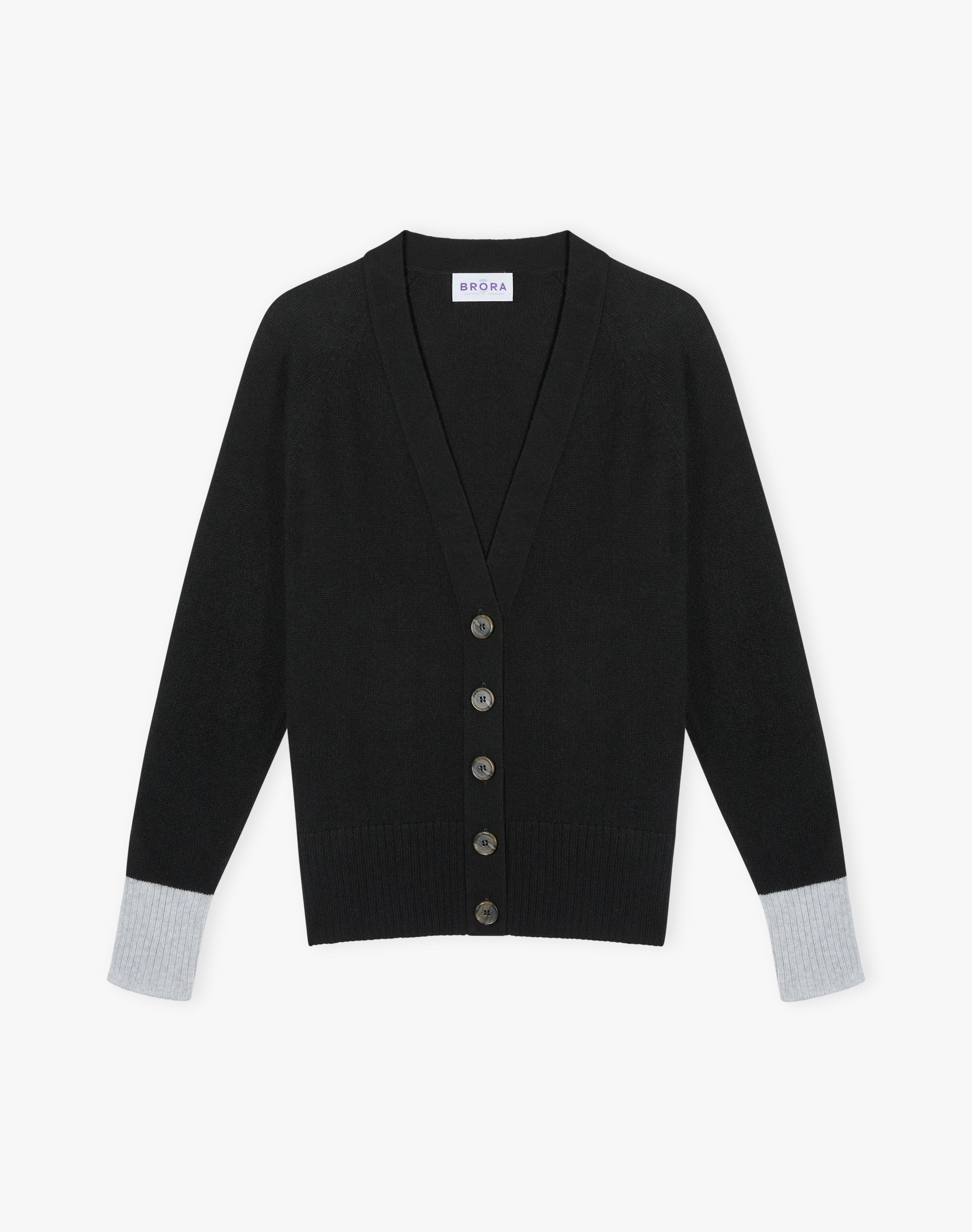 Cashmere Contrast Cuff Cardigan