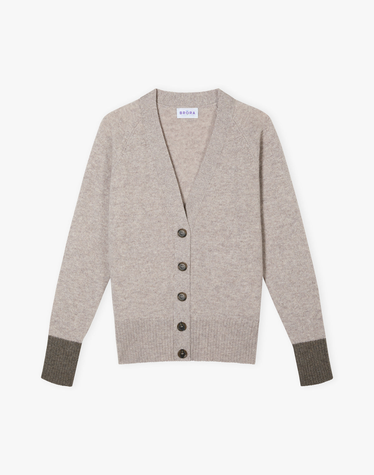 Cashmere Contrast Cuff Cardigan