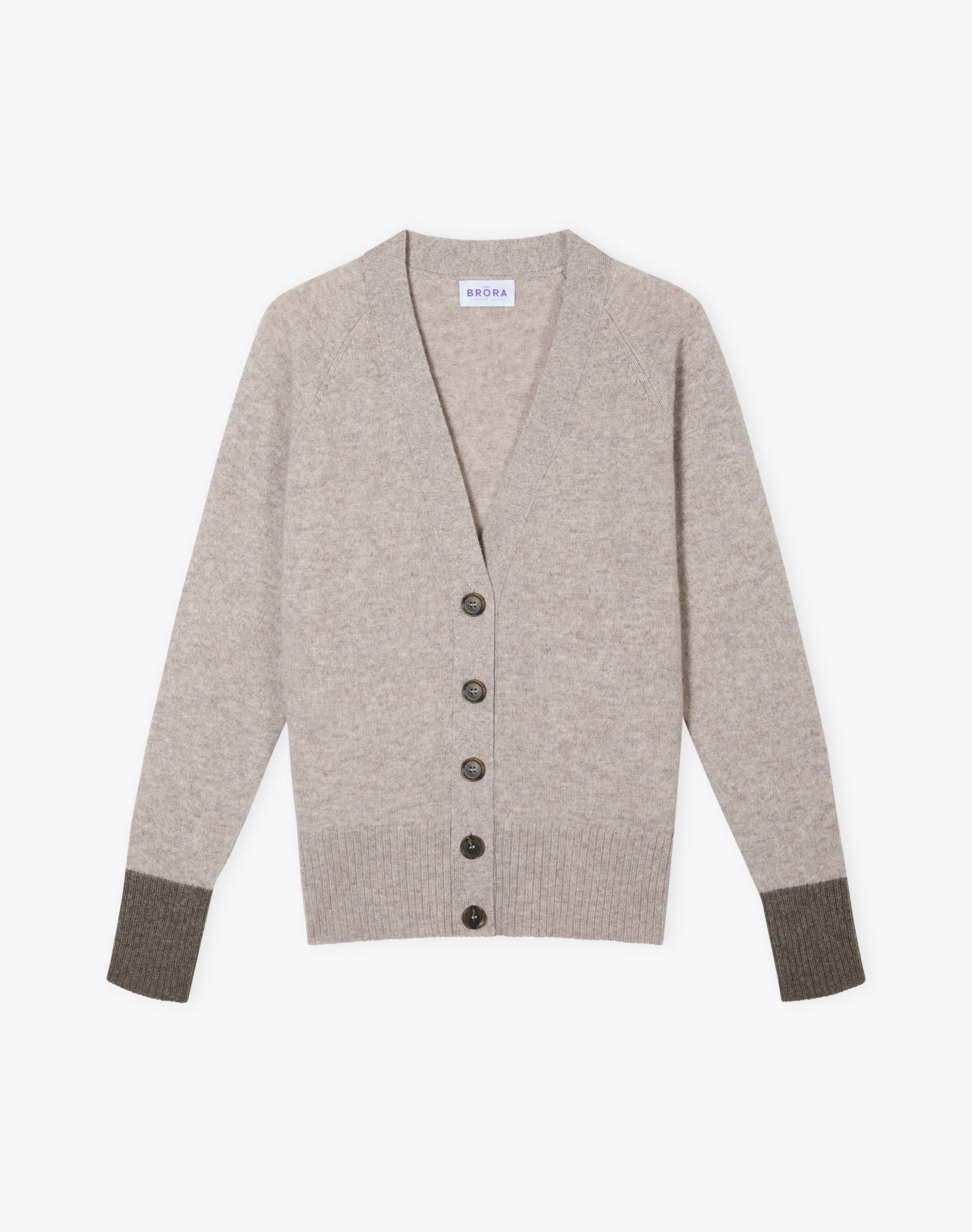 Cashmere Contrast Cuff Cardigan