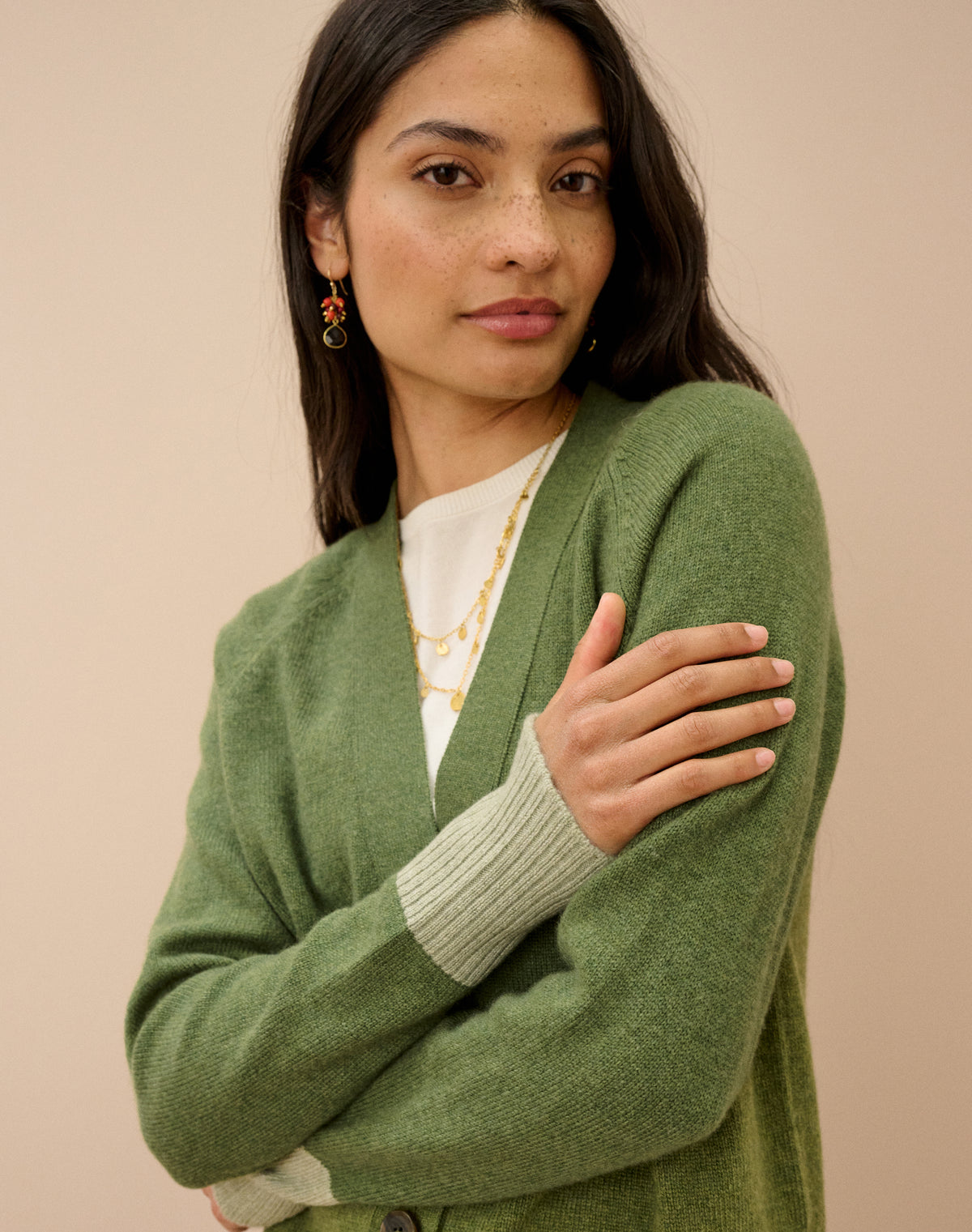 Cashmere Contrast Cuff Cardigan
