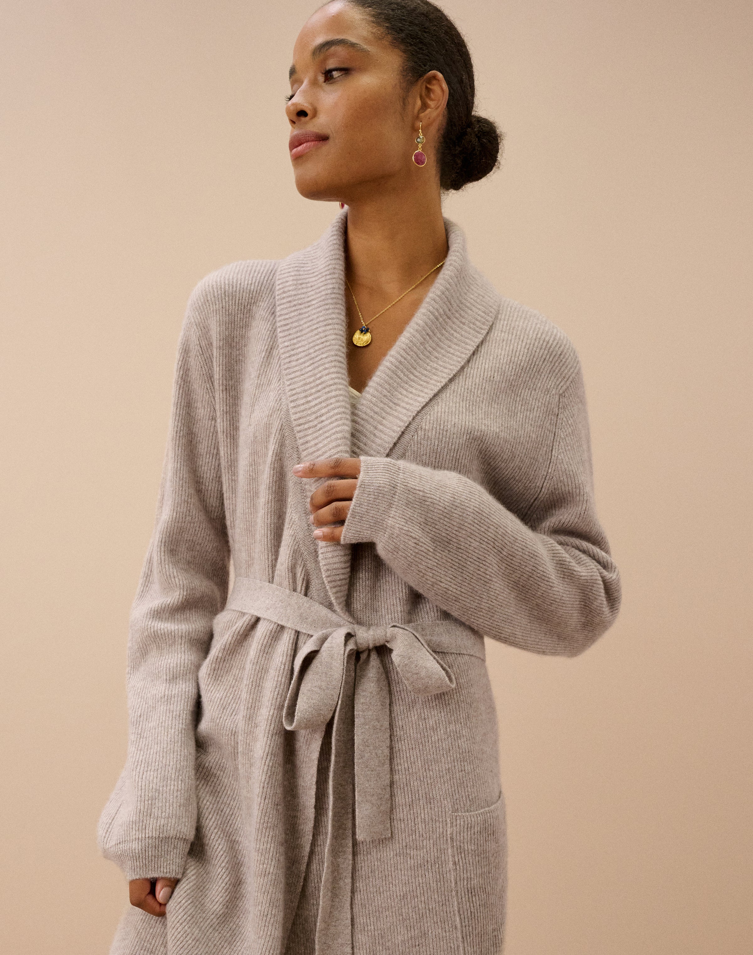 Cashmere Ribbed Dressing Gown