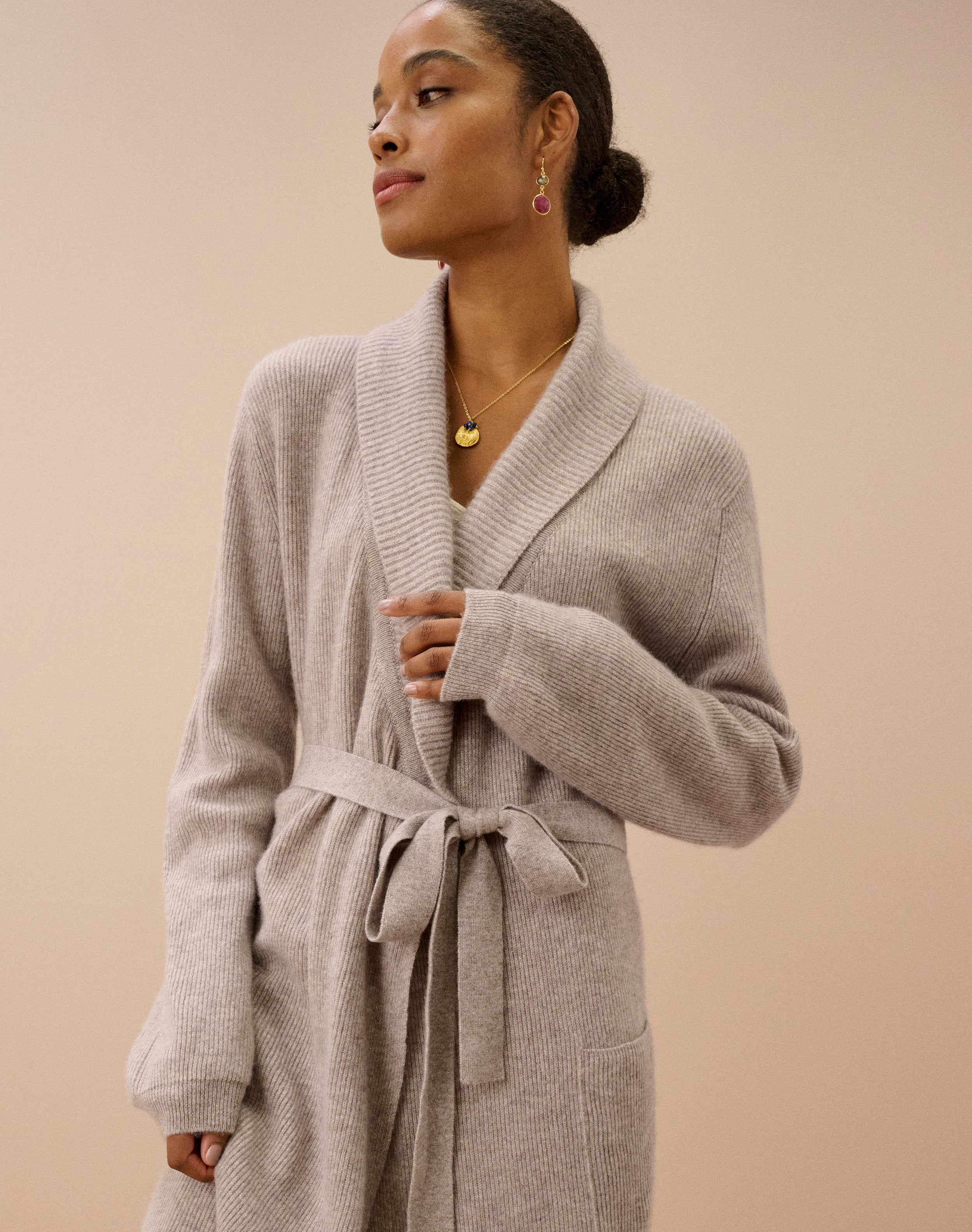 Cashmere Ribbed Dressing Gown