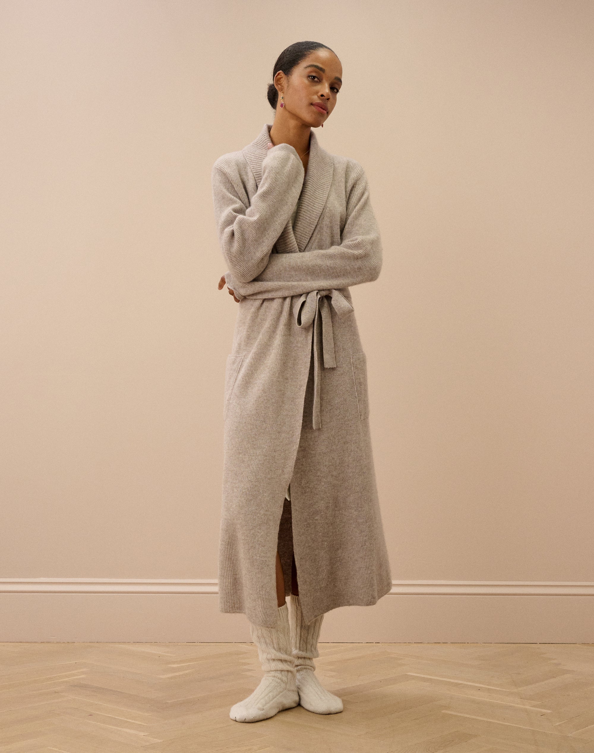 Cashmere Ribbed Dressing Gown