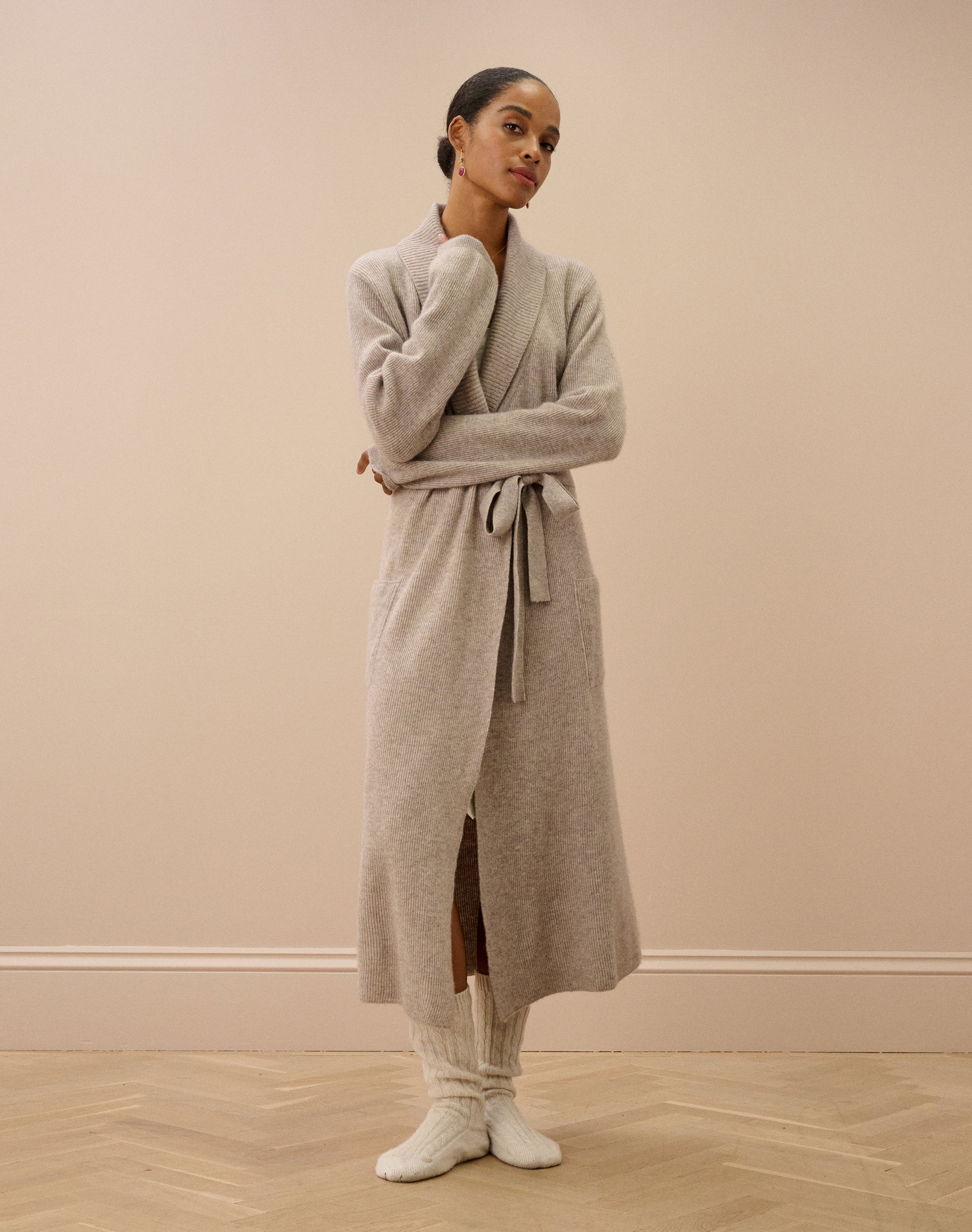 Cashmere Ribbed Dressing Gown