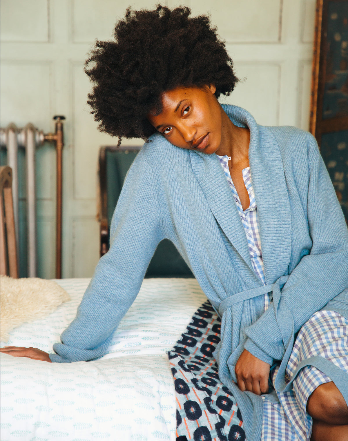 Cashmere Ribbed Dressing Gown