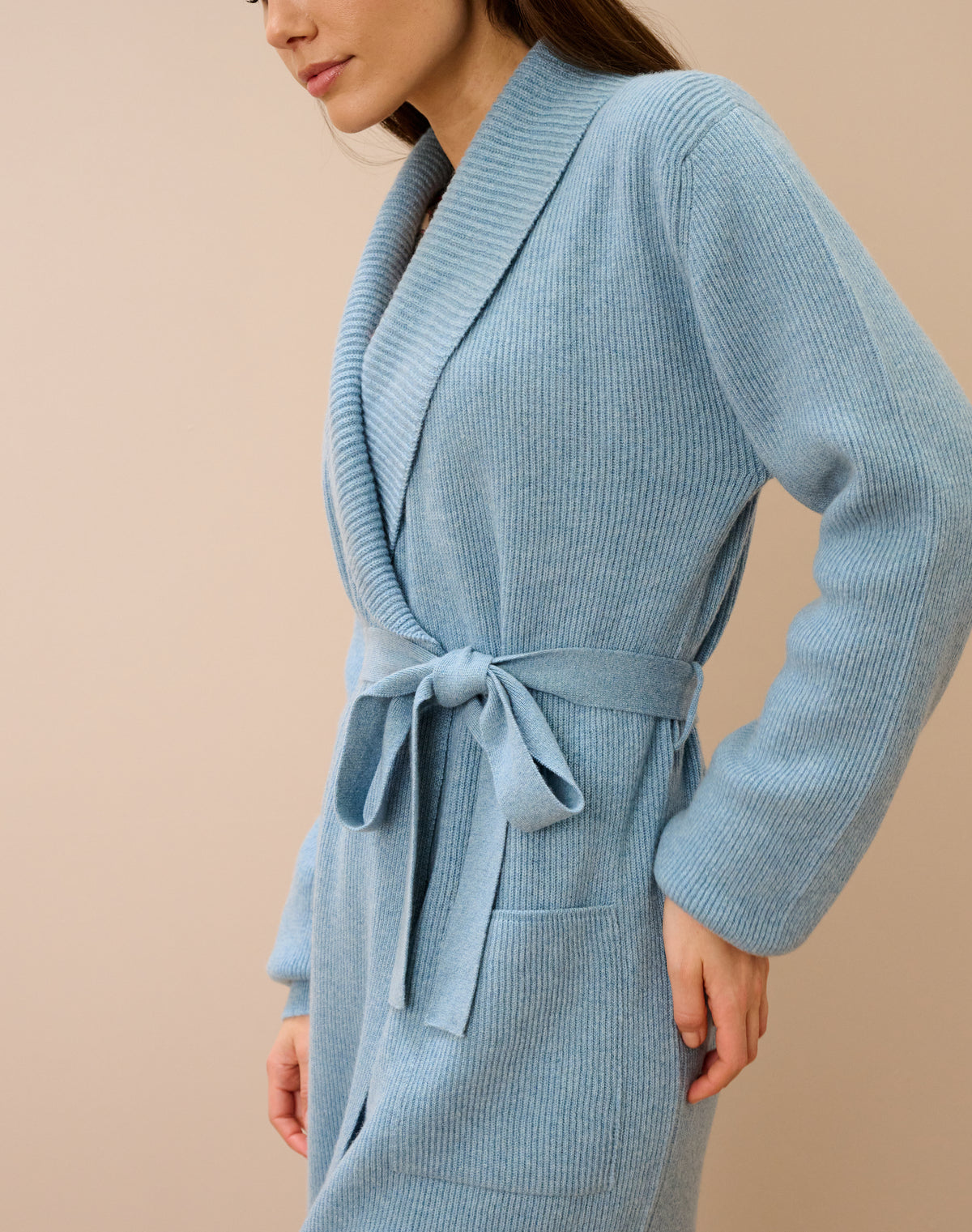 Cashmere Ribbed Dressing Gown