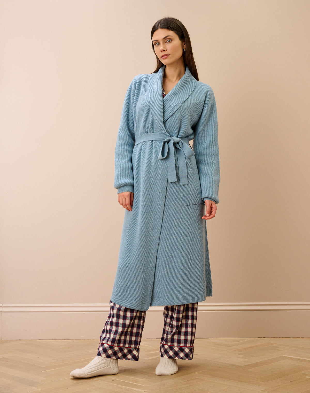 Cashmere Ribbed Dressing Gown