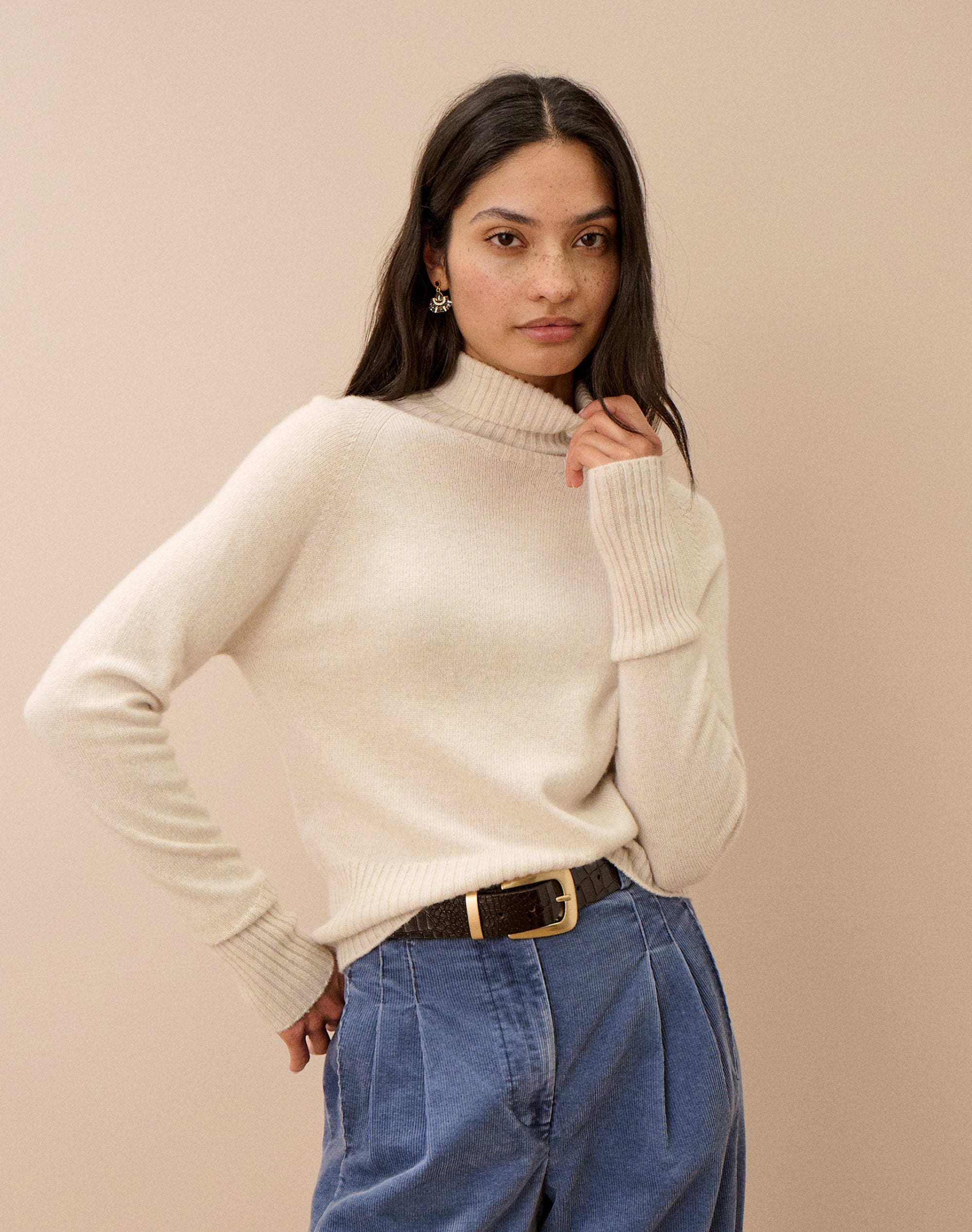 Cashmere Boxy Polo Neck