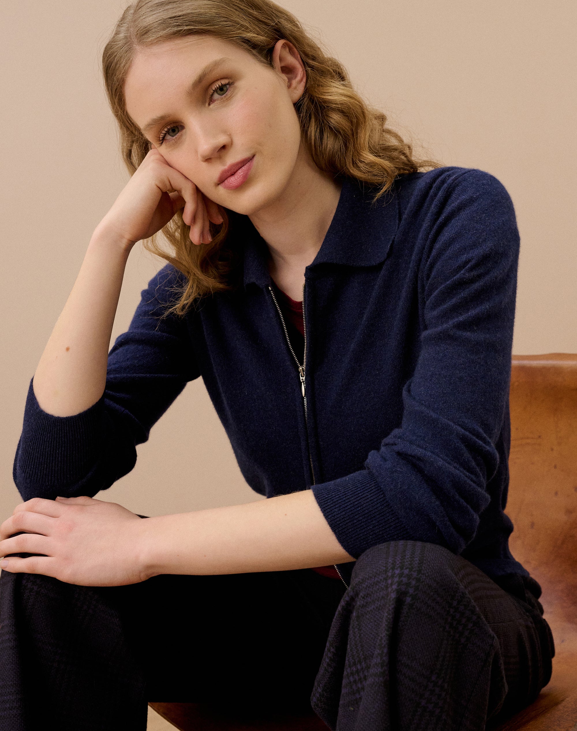 Cashmere Zip Up Cardigan