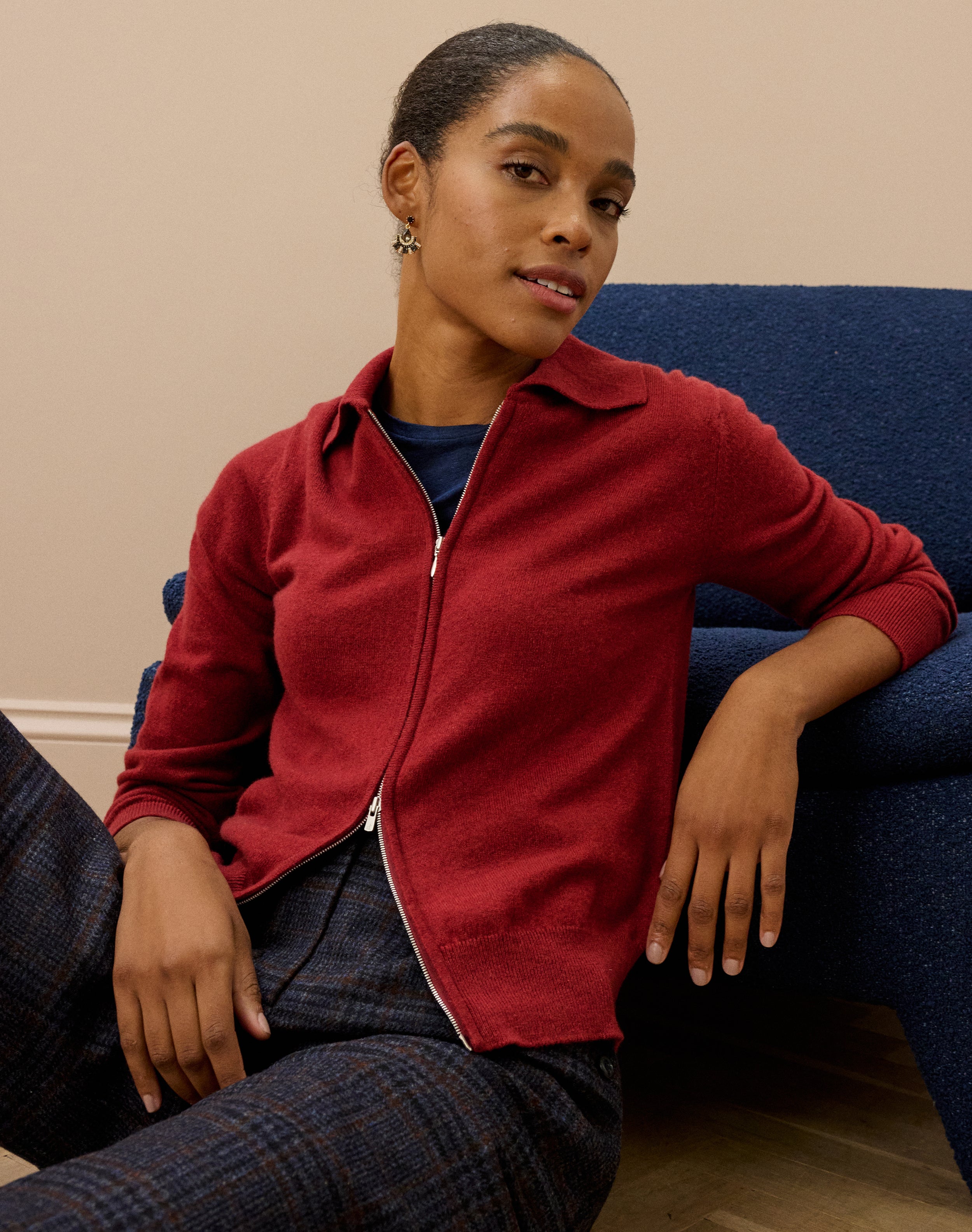Cashmere Zip Up Cardigan