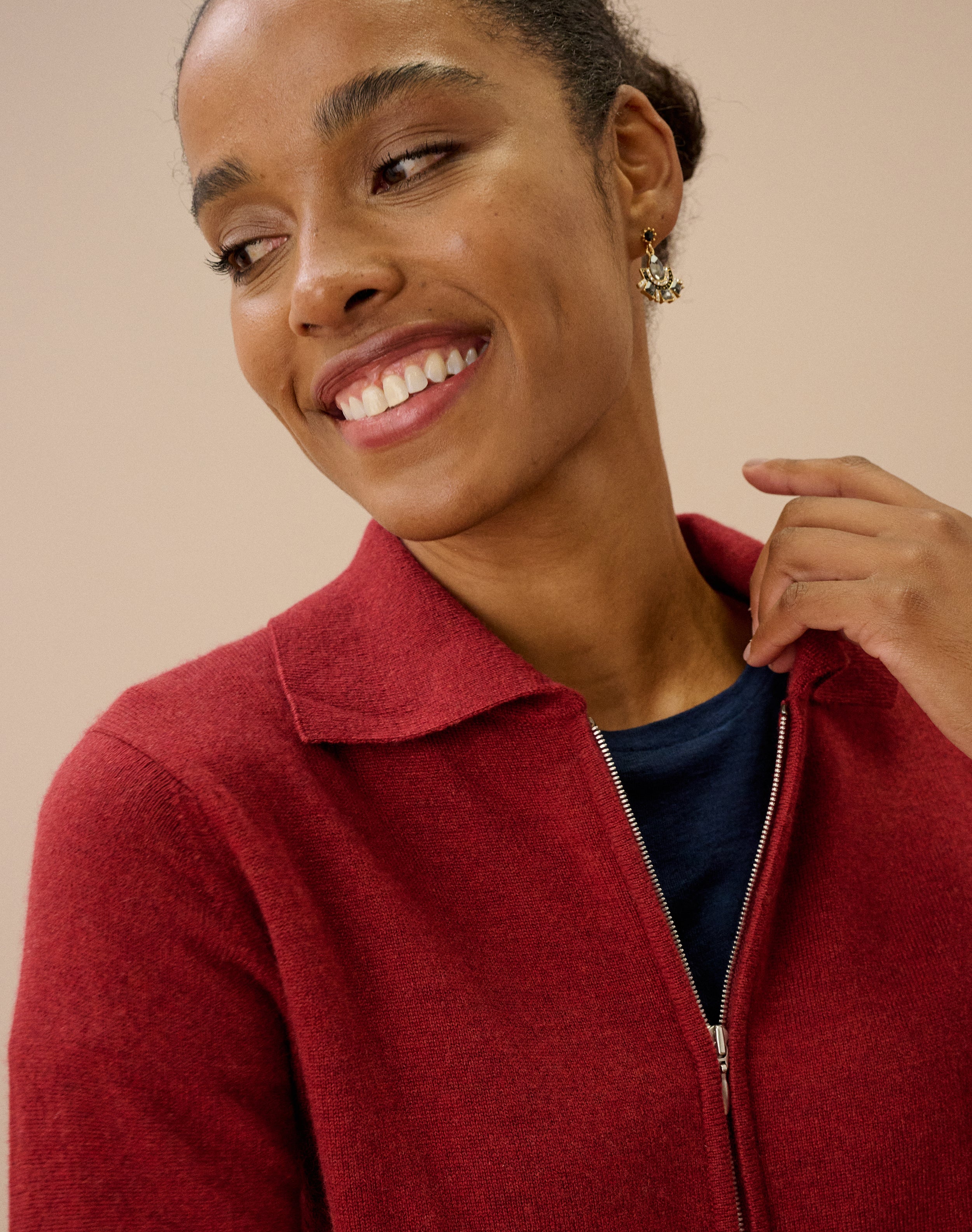 Cashmere Zip Up Cardigan