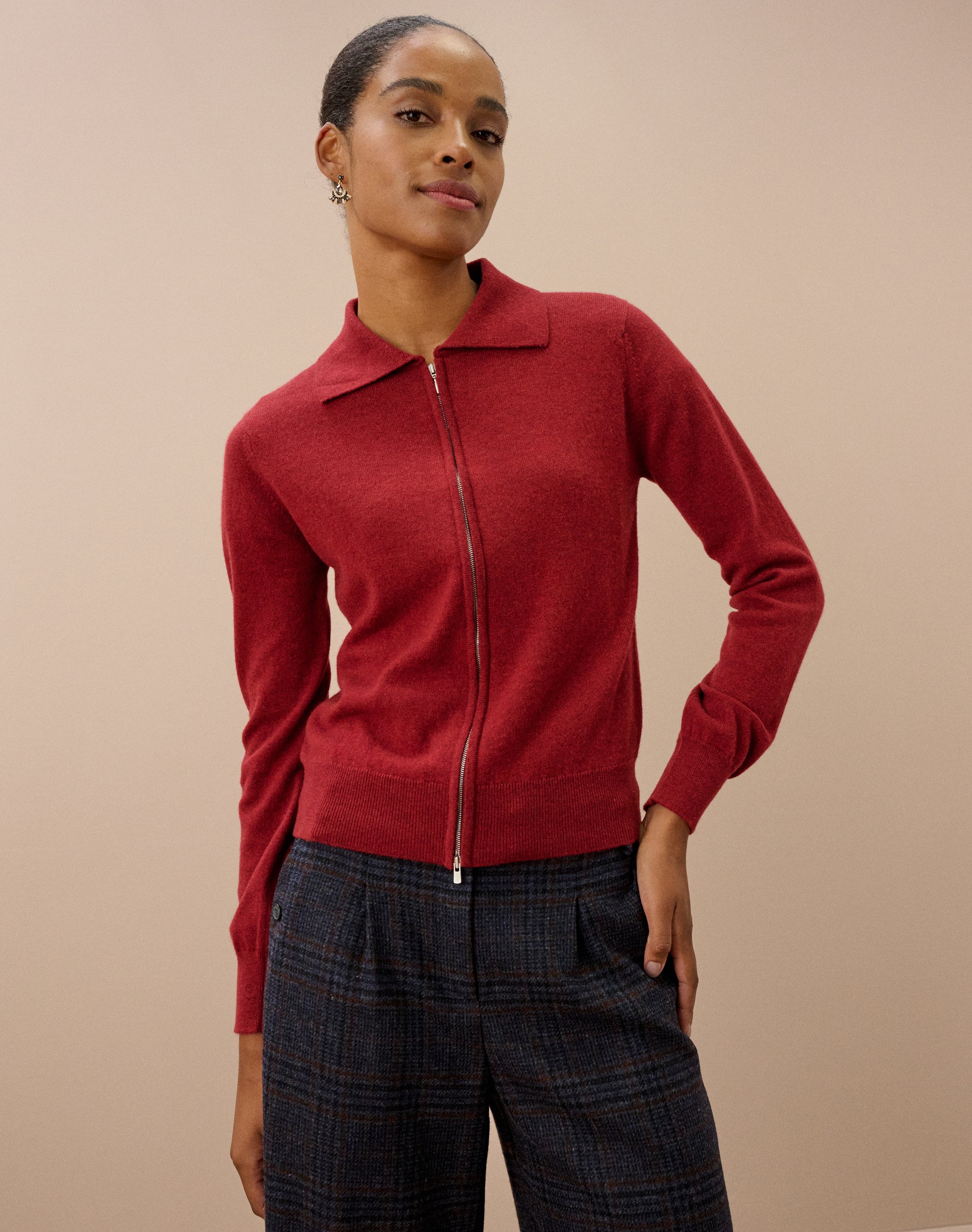 Cashmere Zip Up Cardigan
