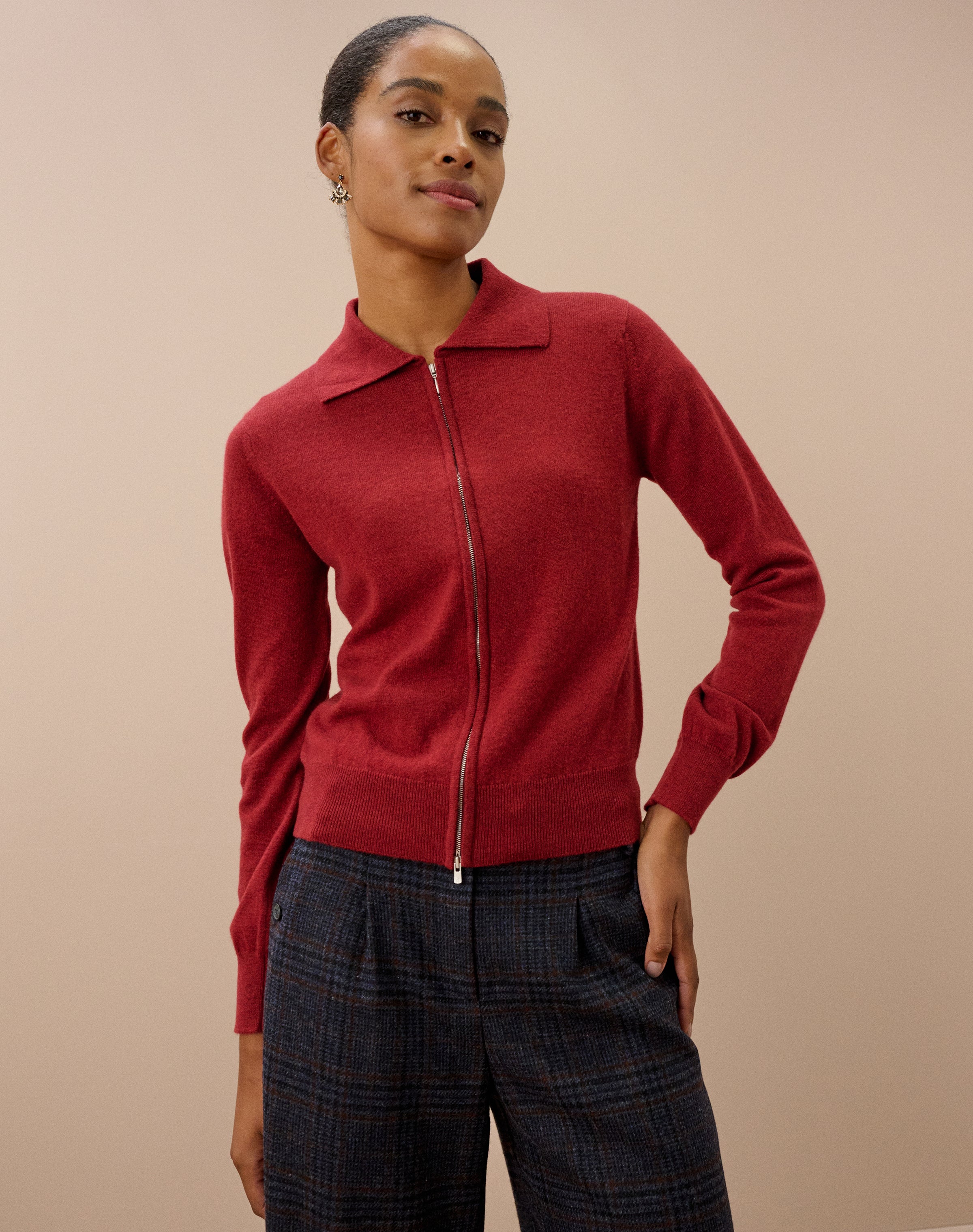 Cashmere Zip Up Cardigan