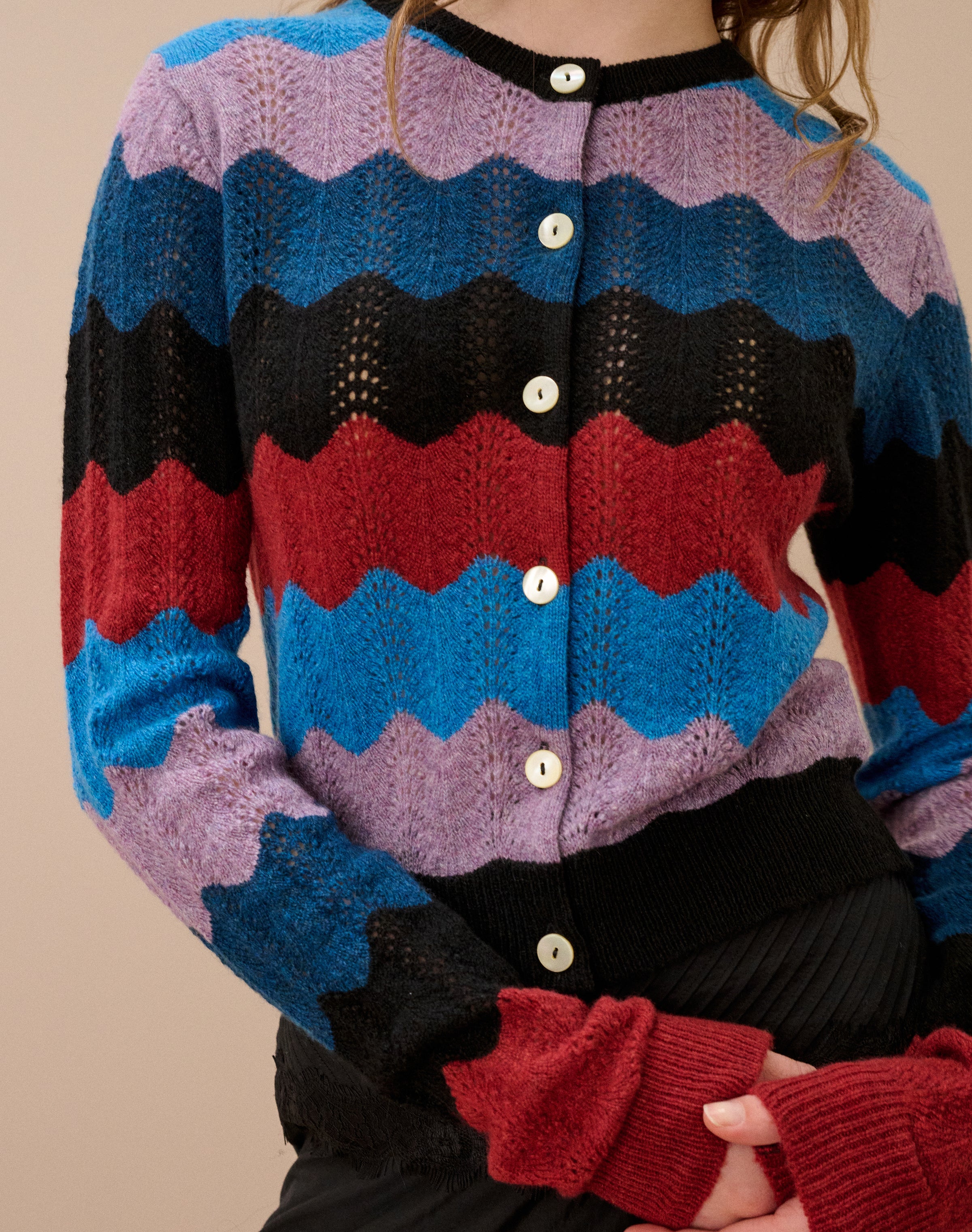 Cashmere Wave Knit Cardigan