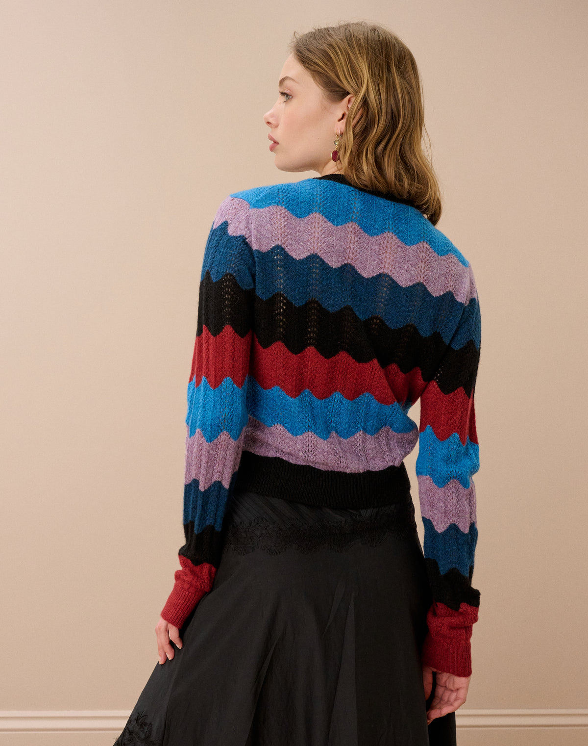 Cashmere Wave Knit Cardigan
