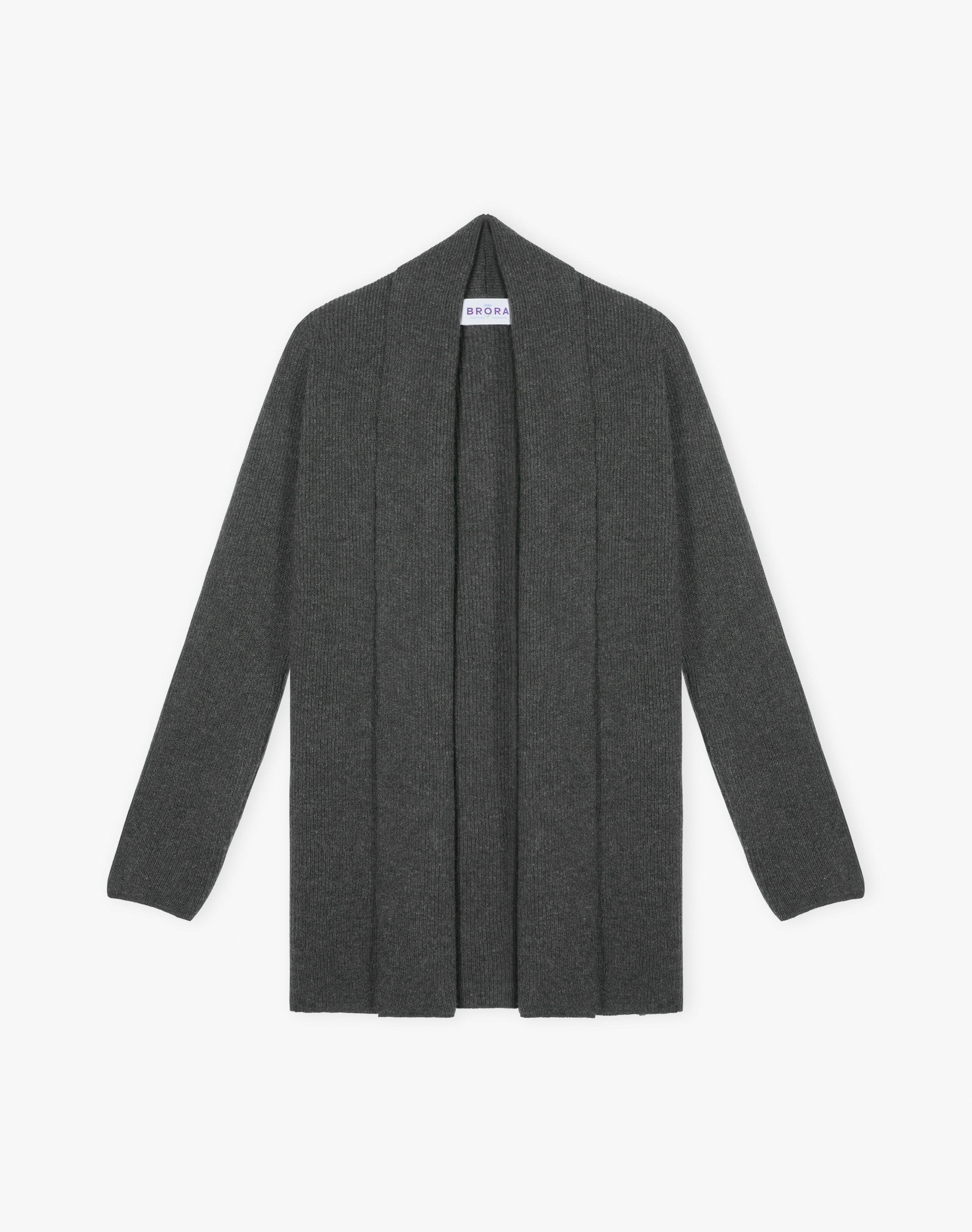 Cashmere Shawl Ribbed Cardigan