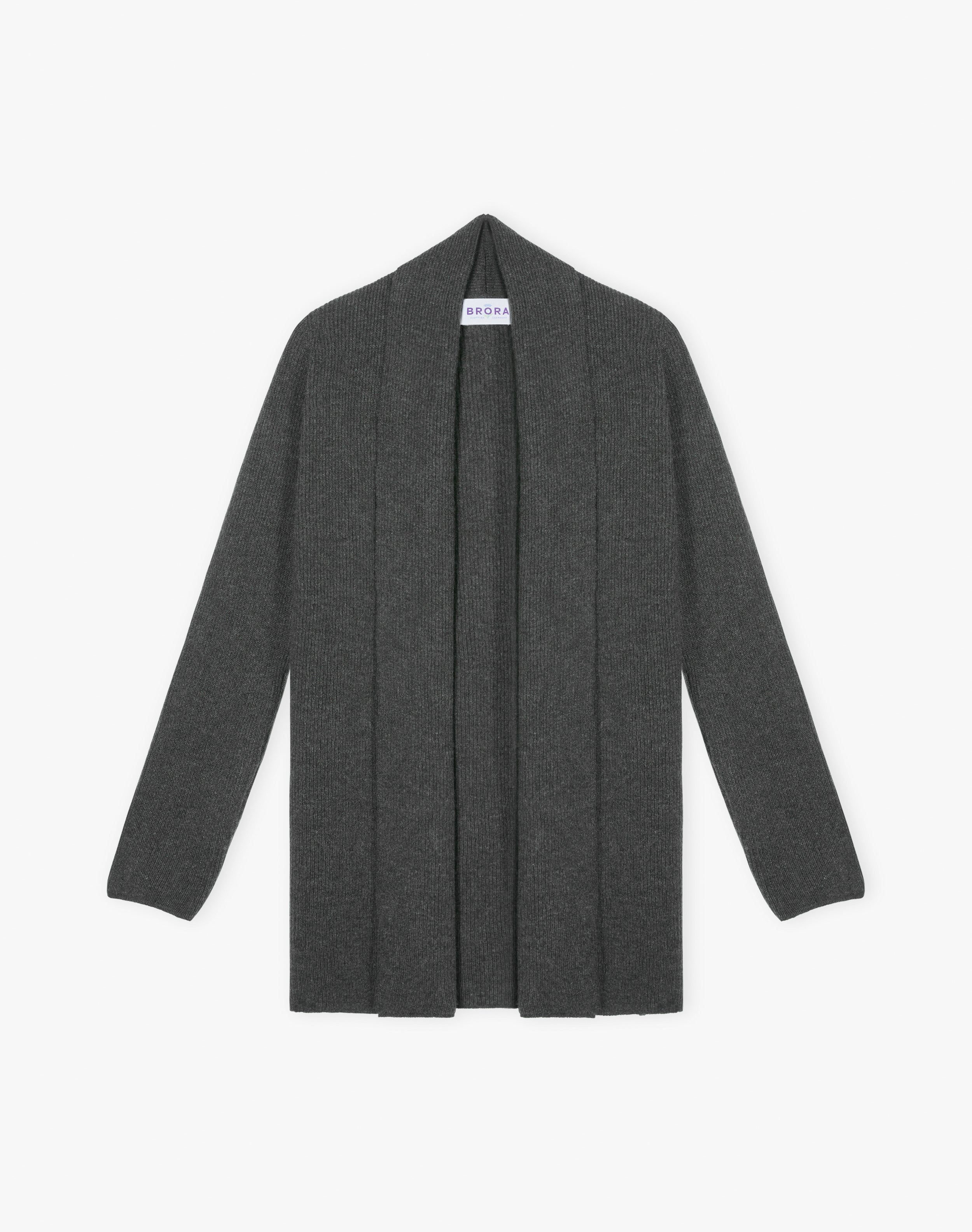 Cashmere Shawl Ribbed Cardigan