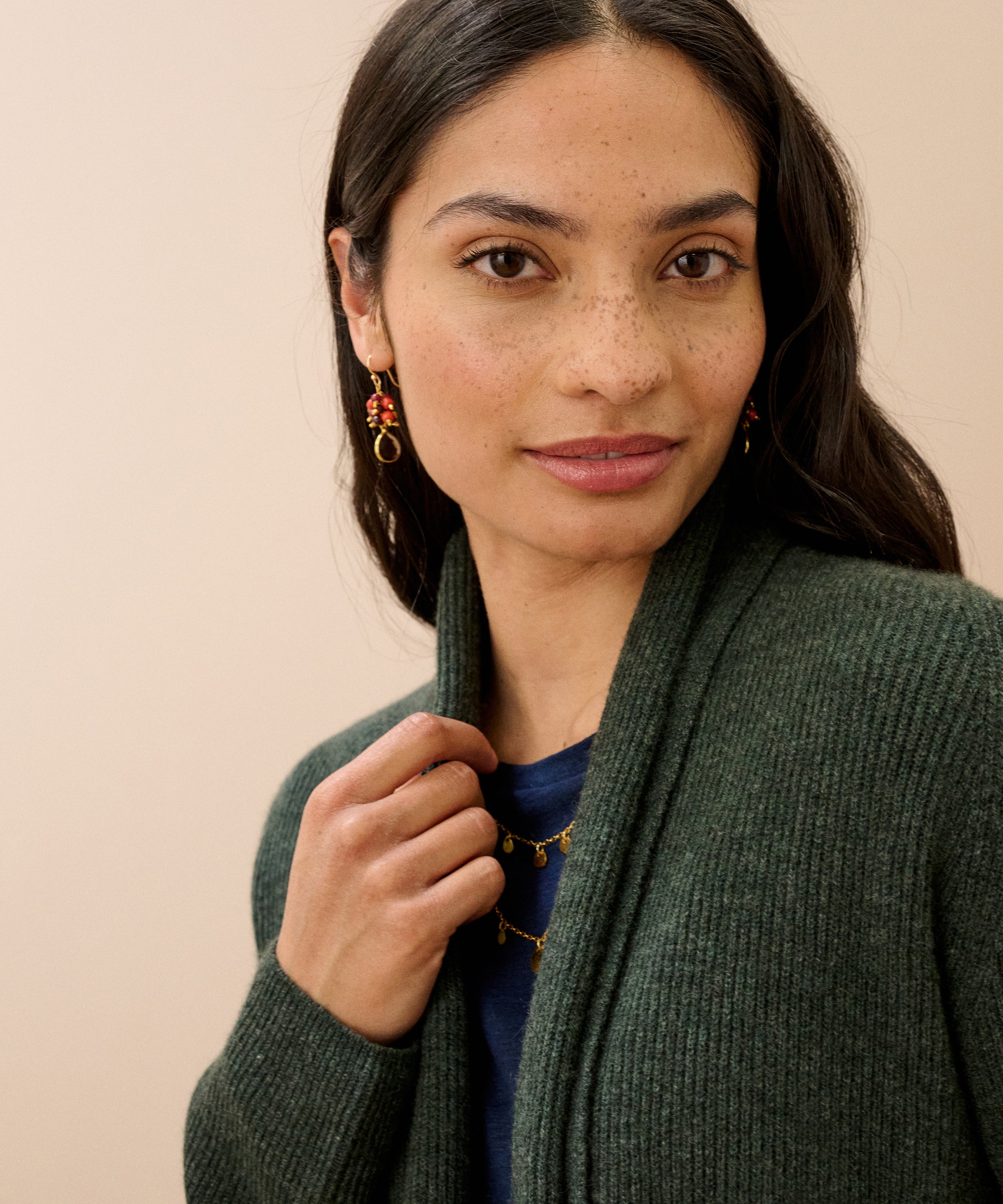 Cashmere Shawl Ribbed Cardigan