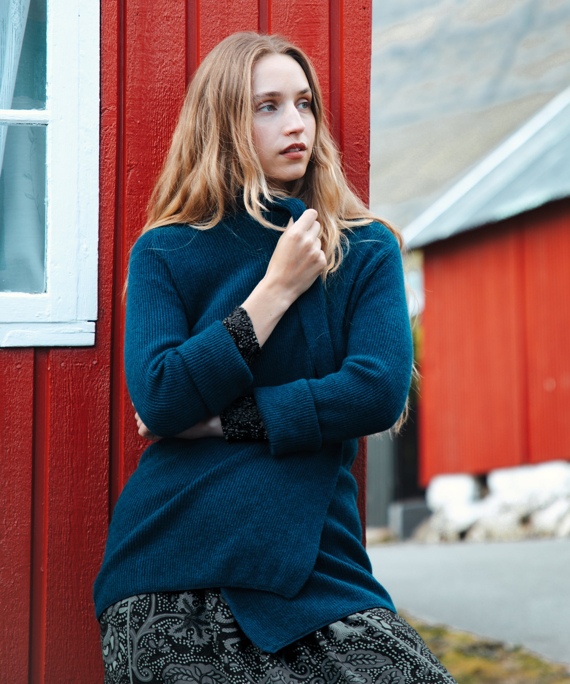 Cashmere Shawl Ribbed Cardigan