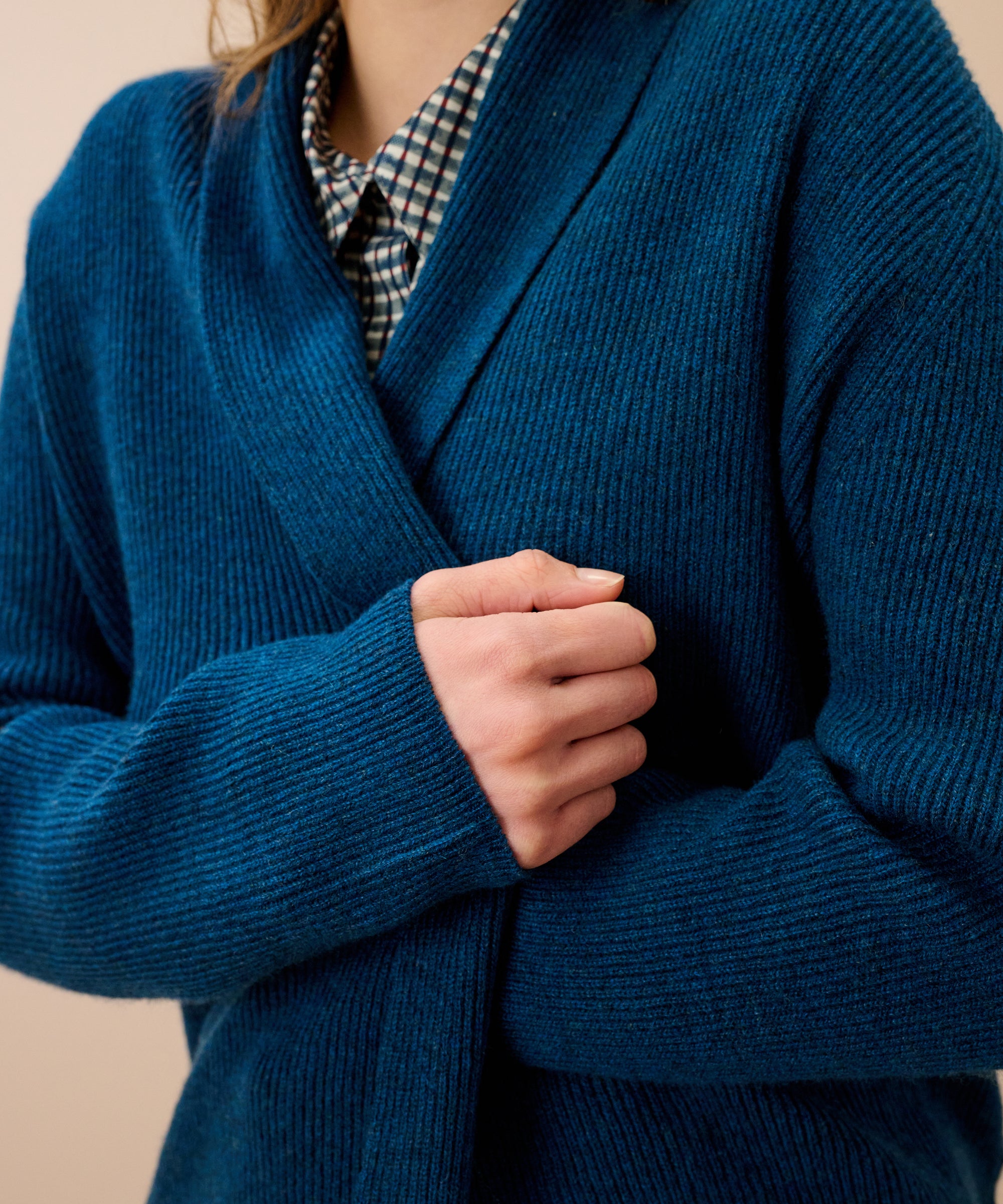 Cashmere Shawl Ribbed Cardigan