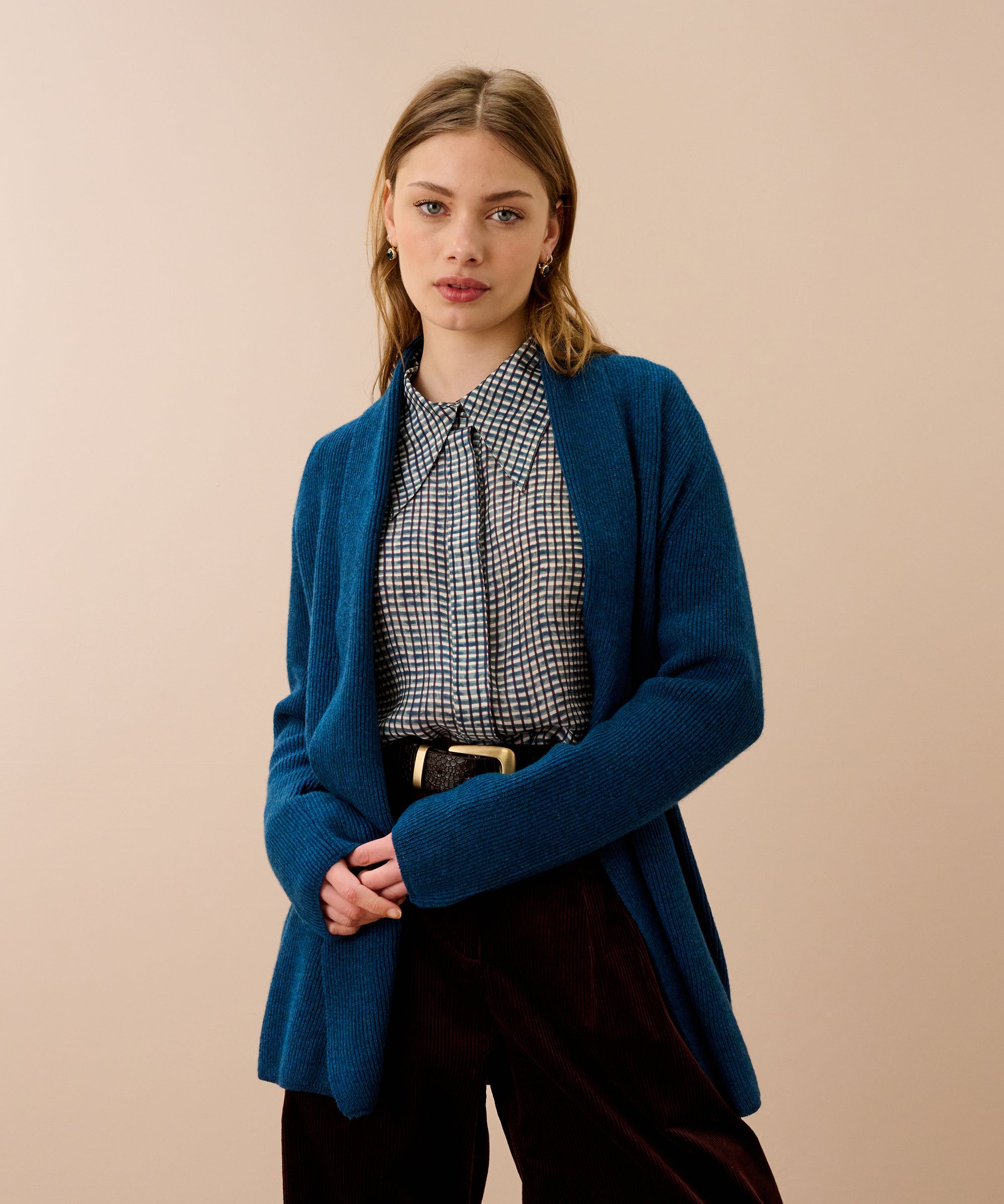 Cashmere Shawl Ribbed Cardigan