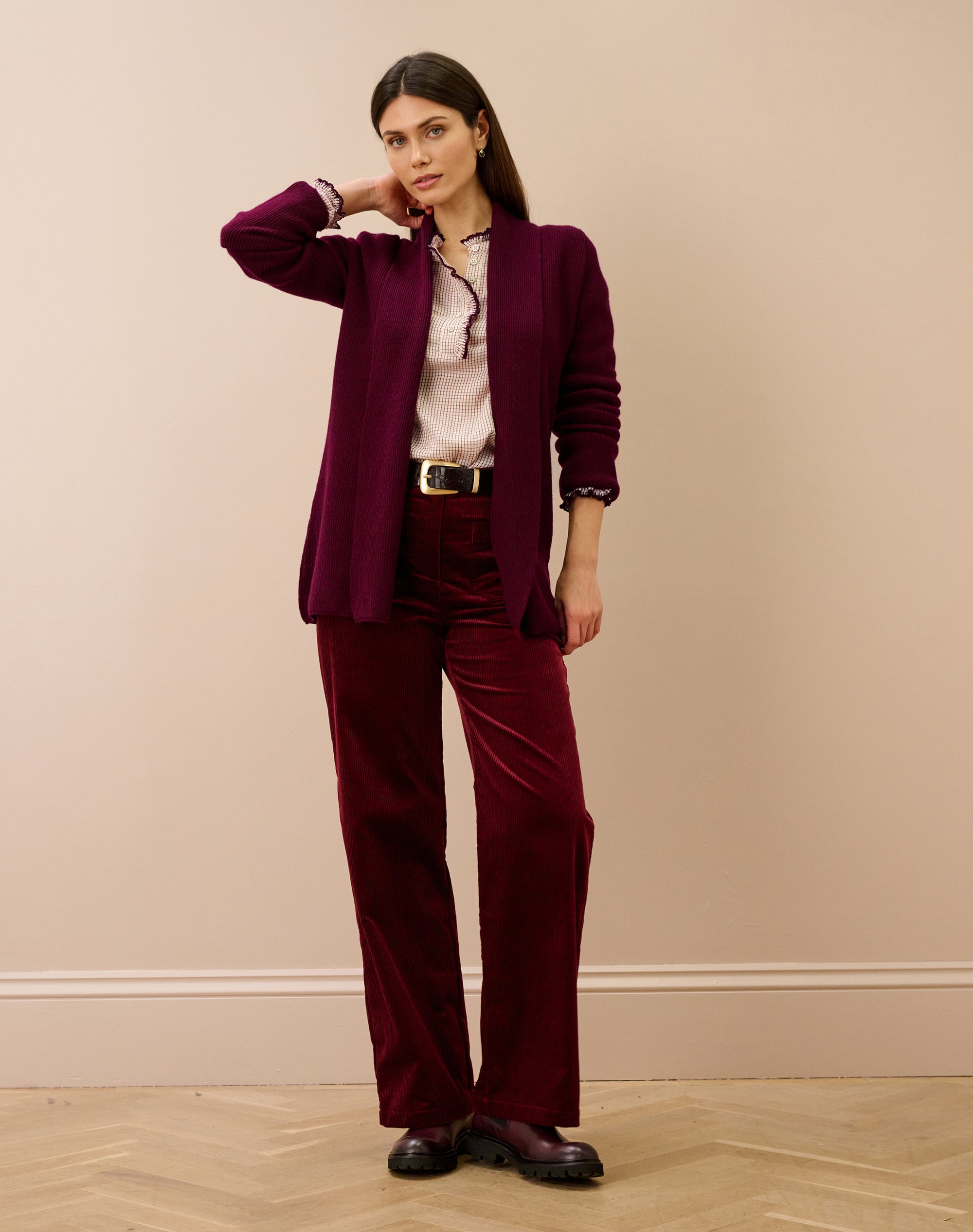 Cashmere Shawl Ribbed Cardigan