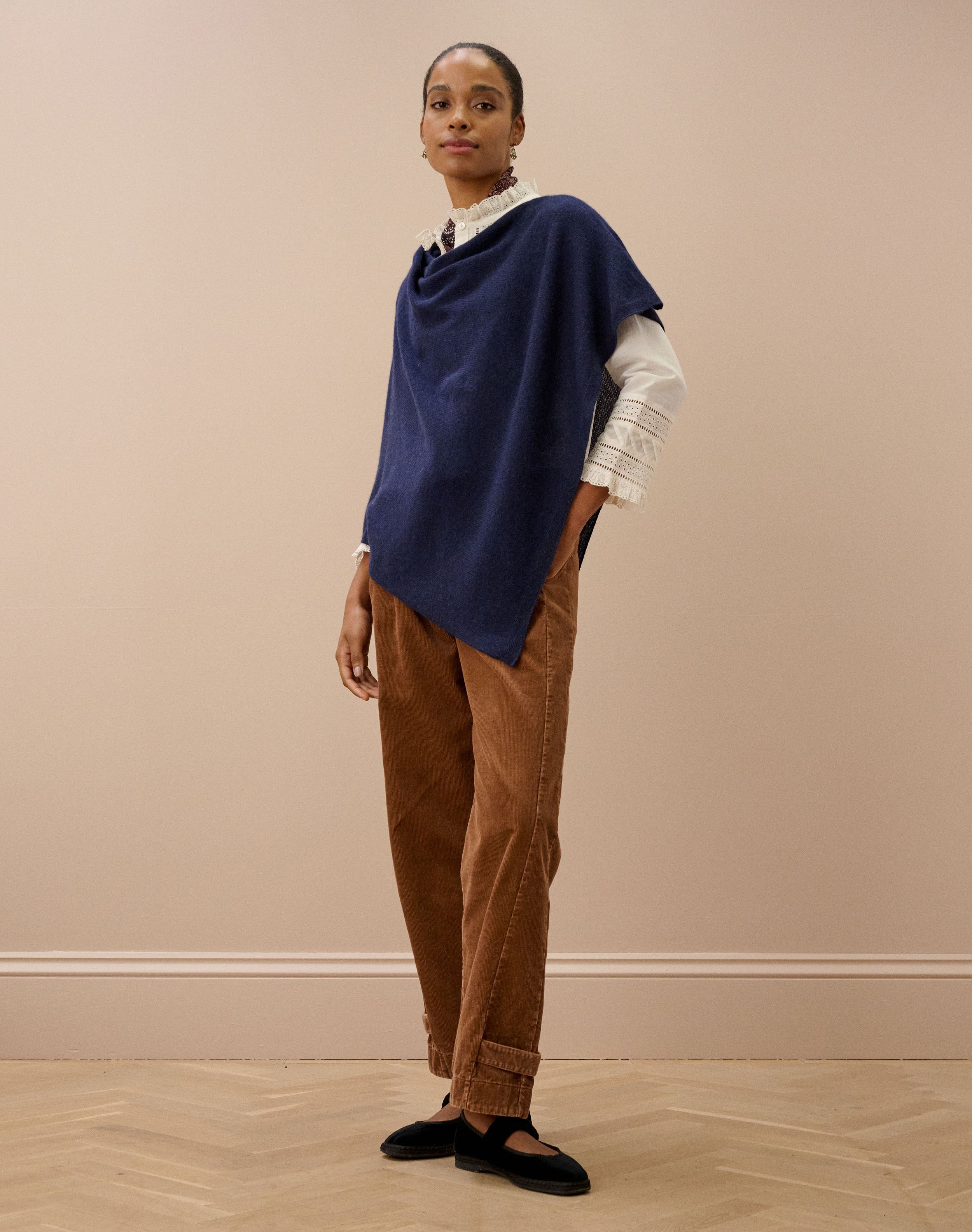 Cashmere Gauzy Knit Poncho