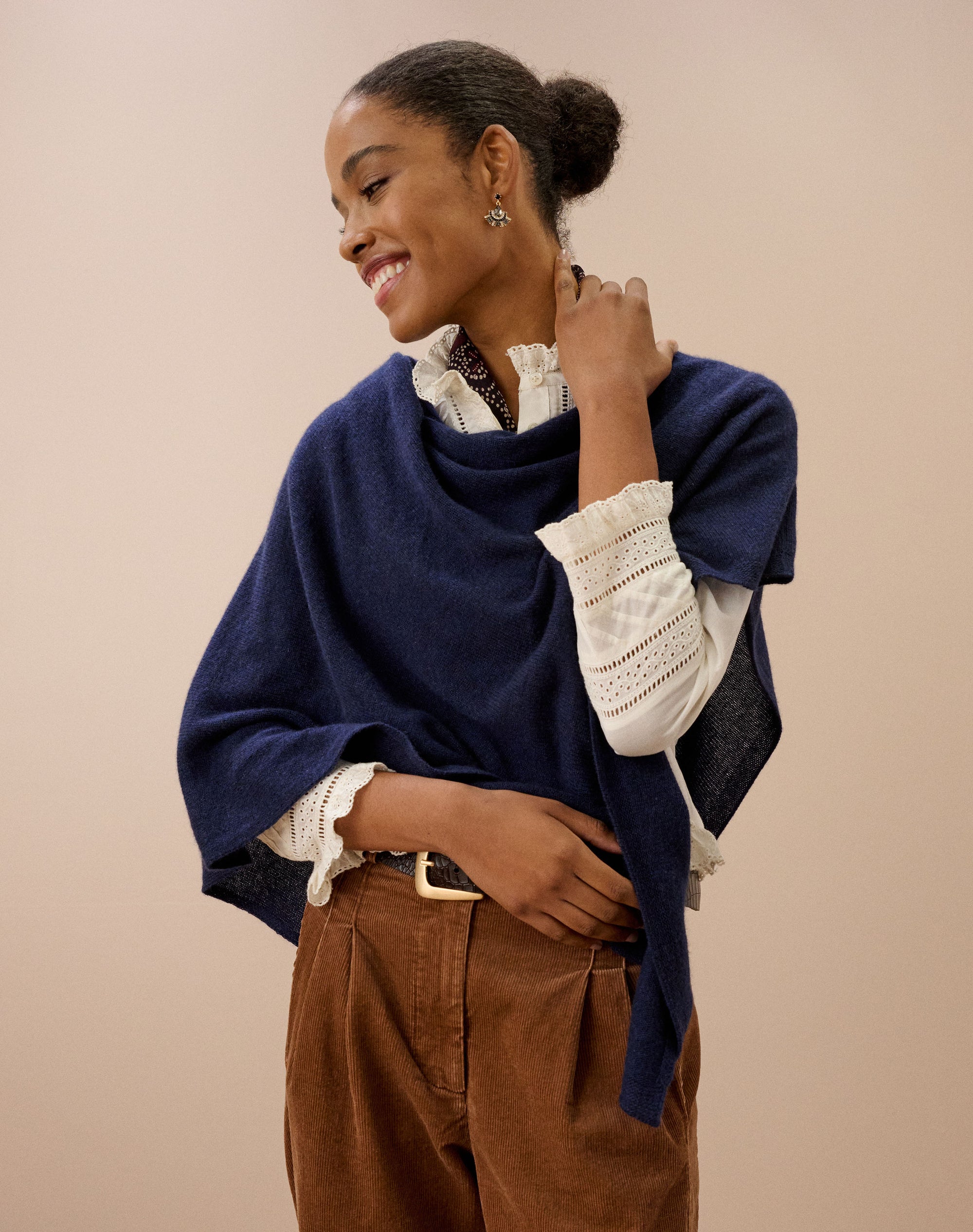 Cashmere Gauzy Knit Poncho