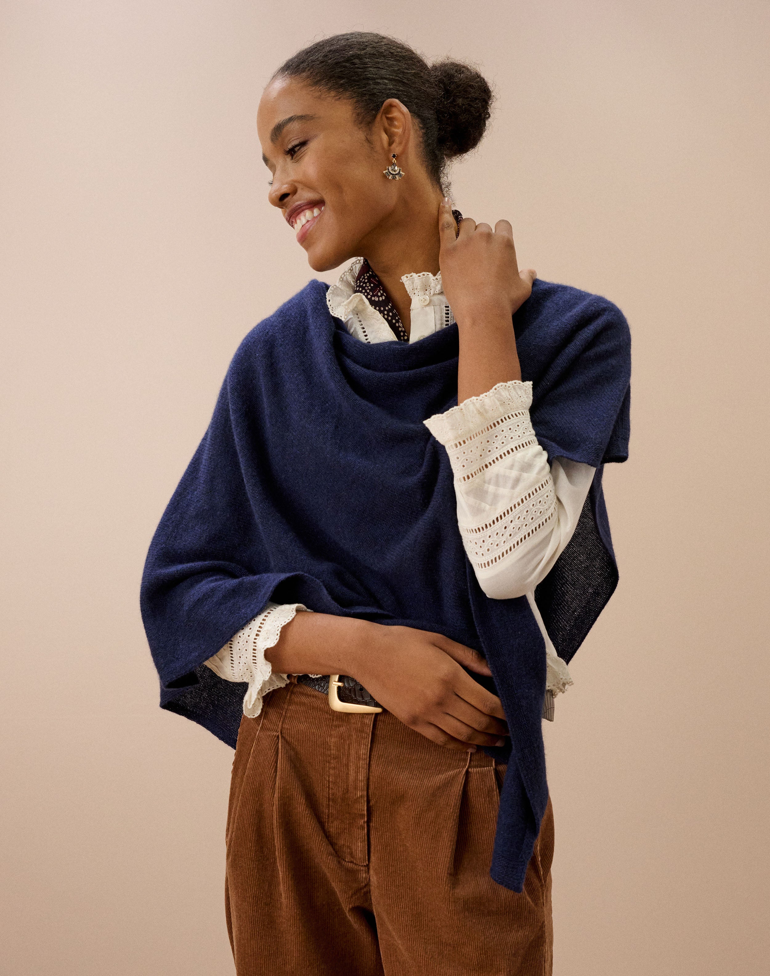 Cashmere Gauzy Knit Poncho