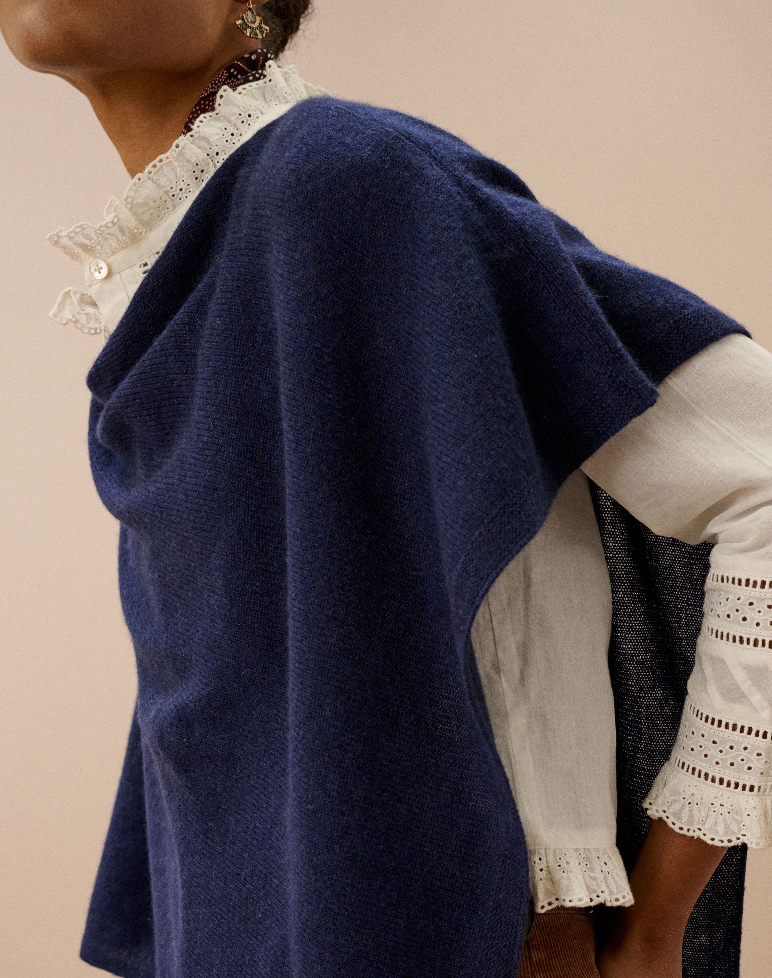 Cashmere Gauzy Knit Poncho