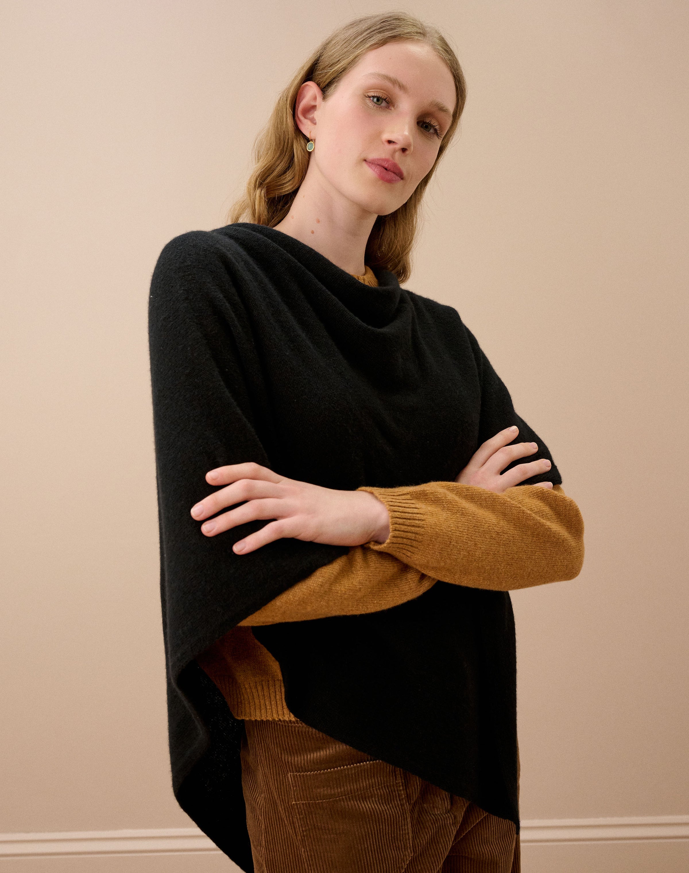 Cashmere Gauzy Knit Poncho