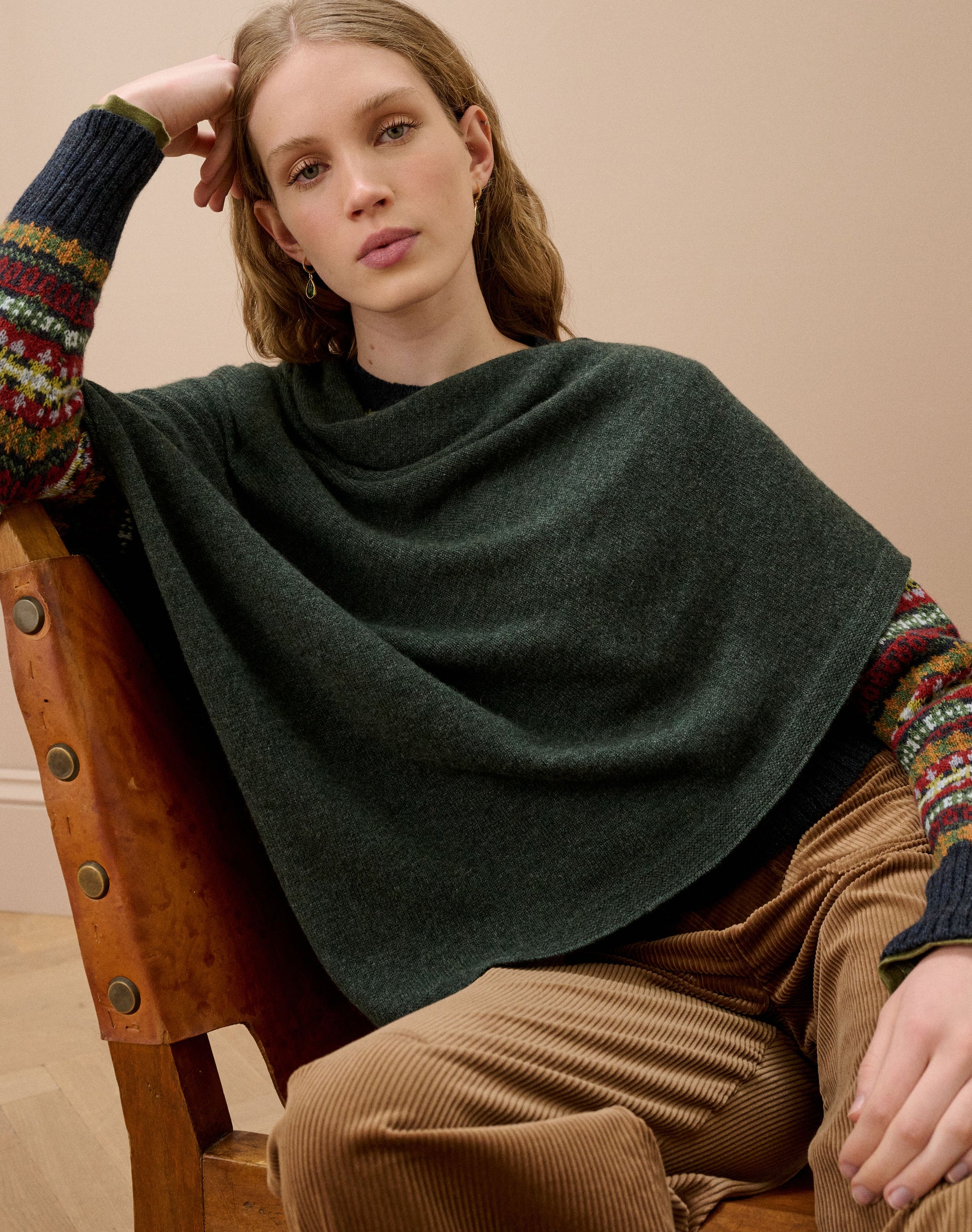 Cashmere Gauzy Knit Poncho