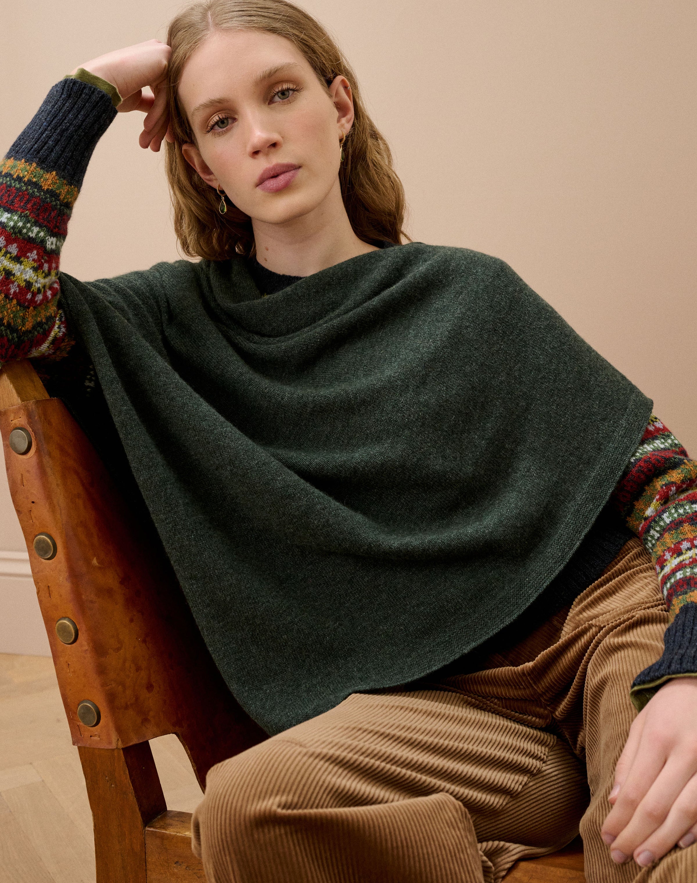Cashmere Gauzy Knit Poncho