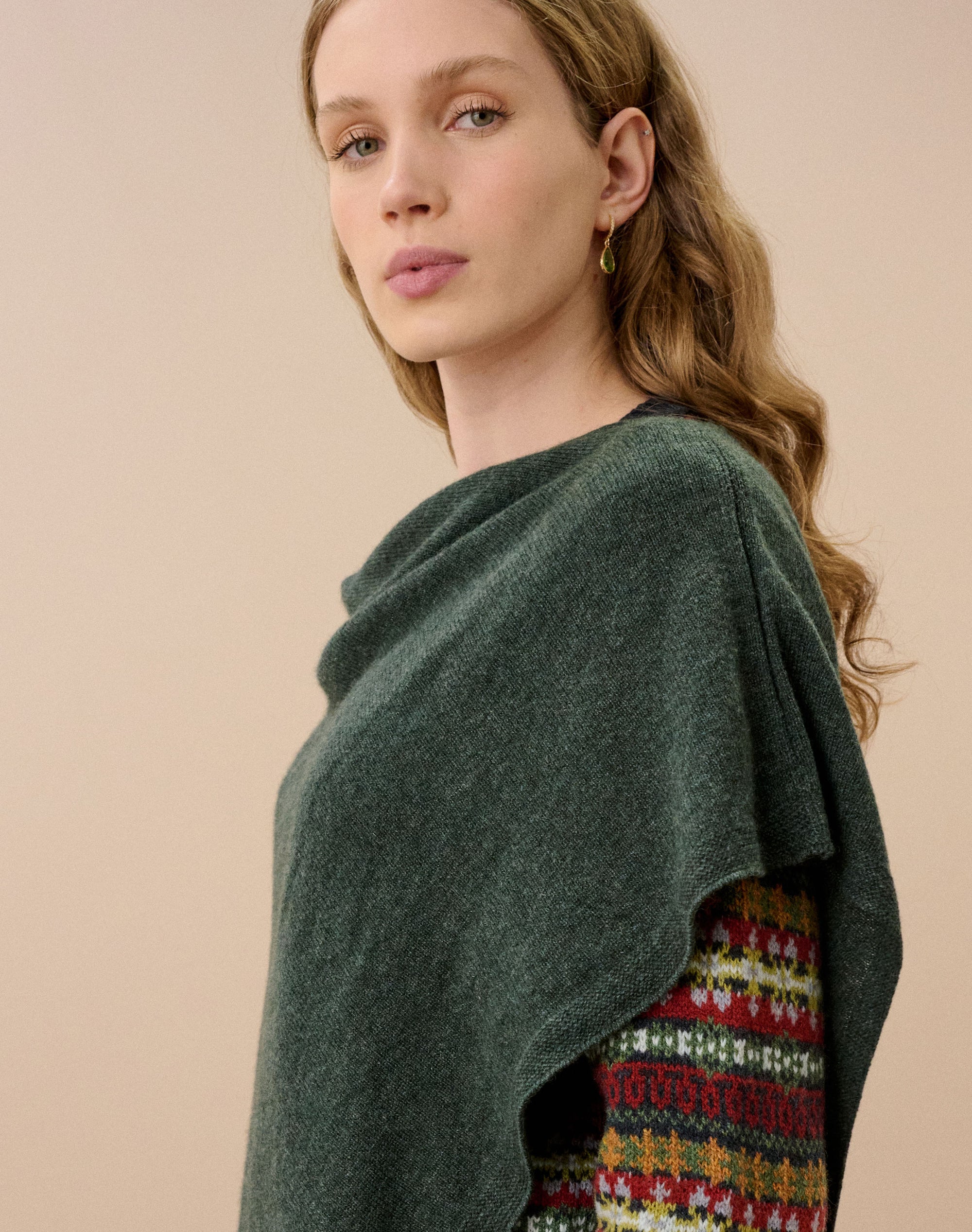 Cashmere Gauzy Knit Poncho