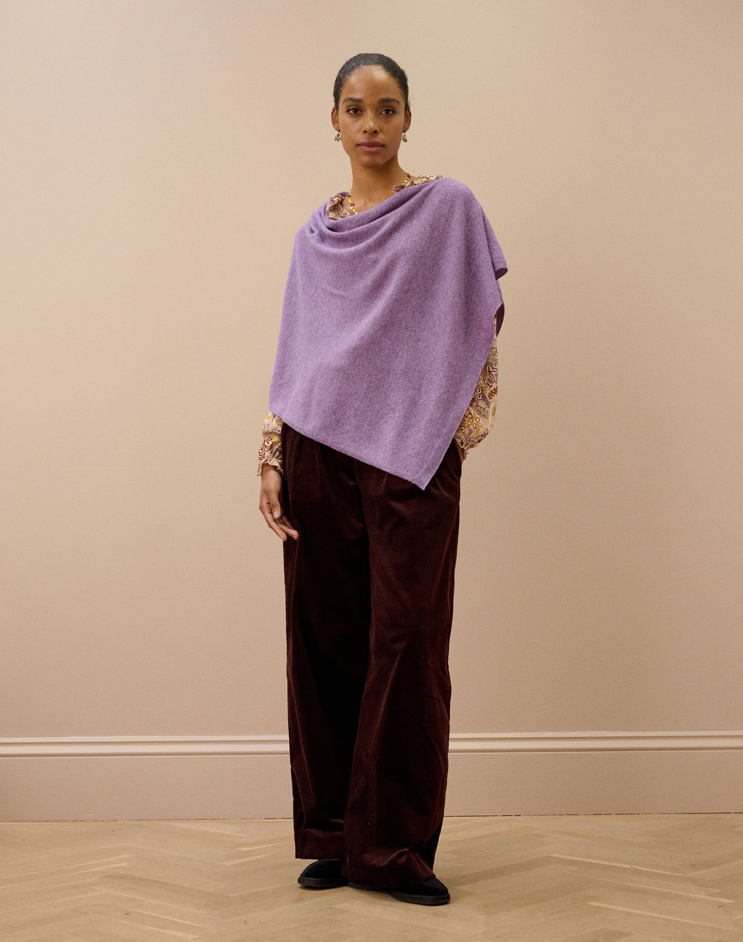 Cashmere Gauzy Knit Poncho