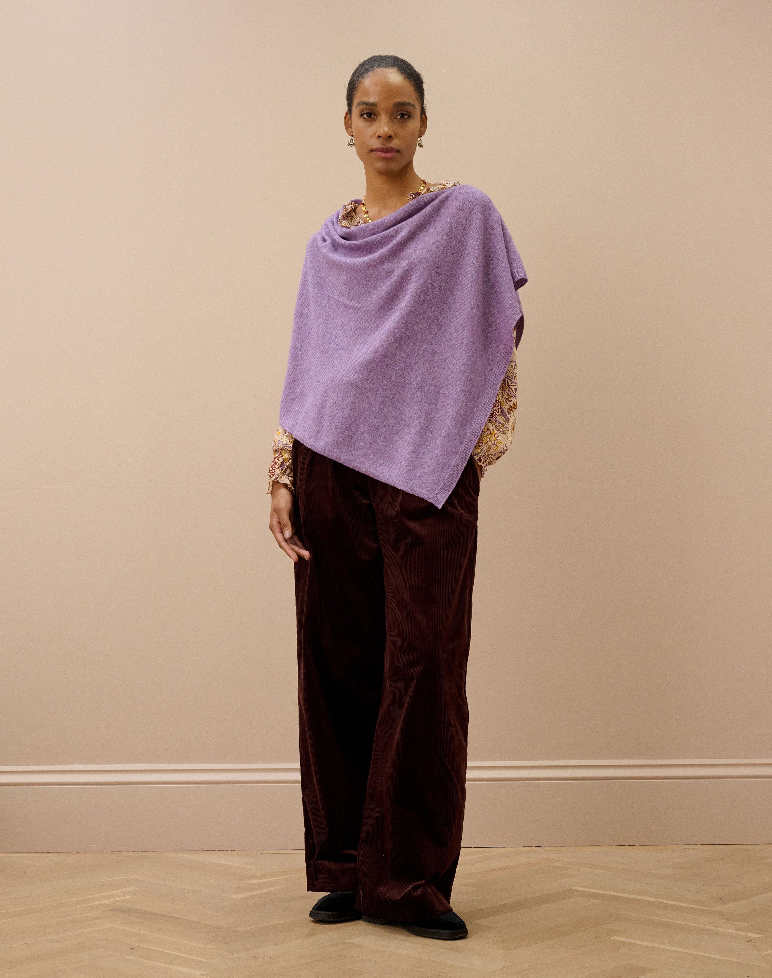 Cashmere Gauzy Knit Poncho