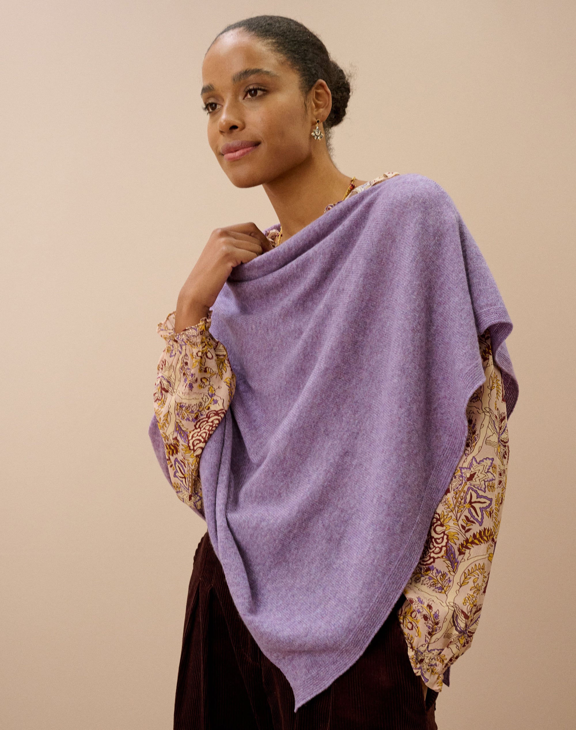 Cashmere Gauzy Knit Poncho
