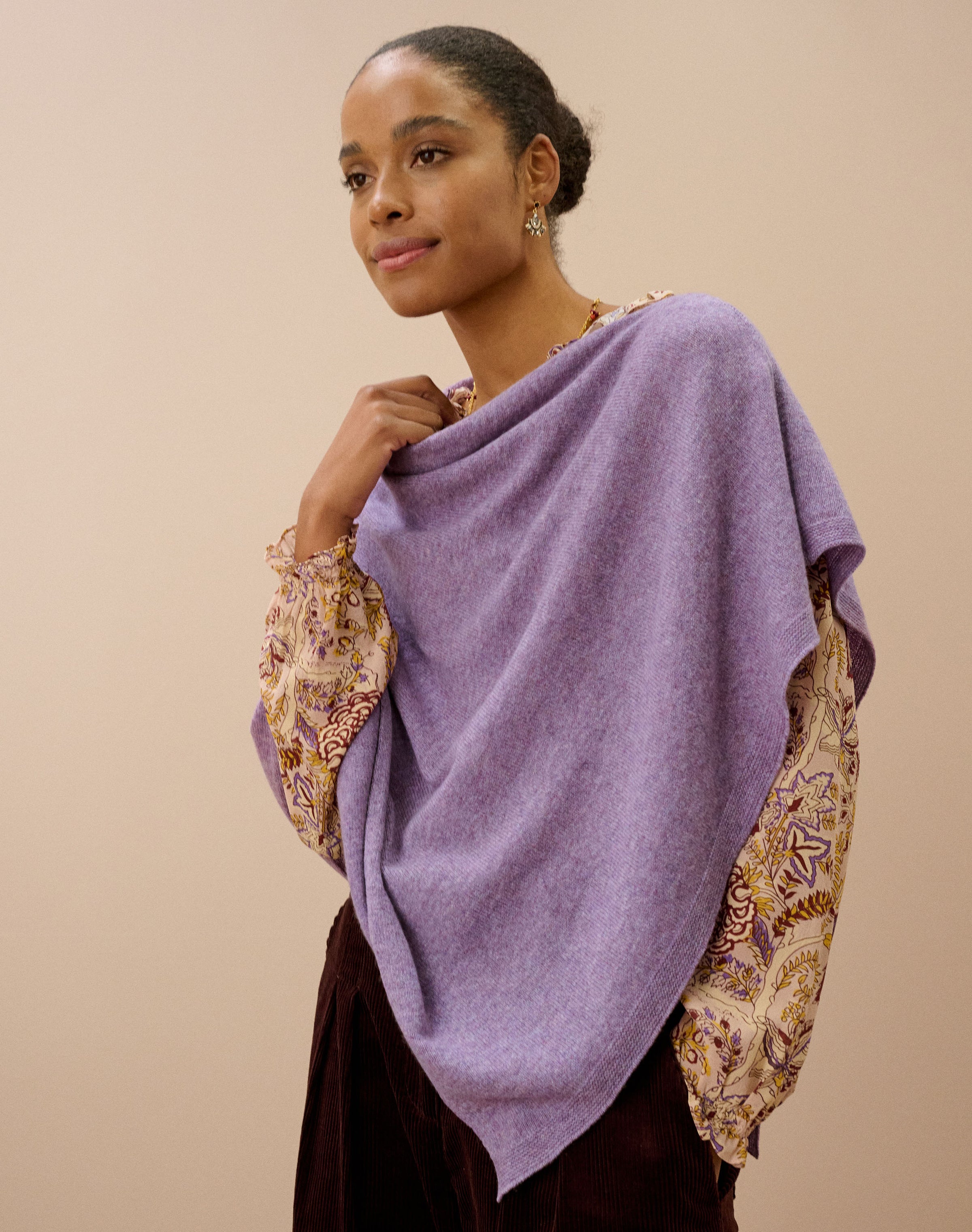 Cashmere Gauzy Knit Poncho