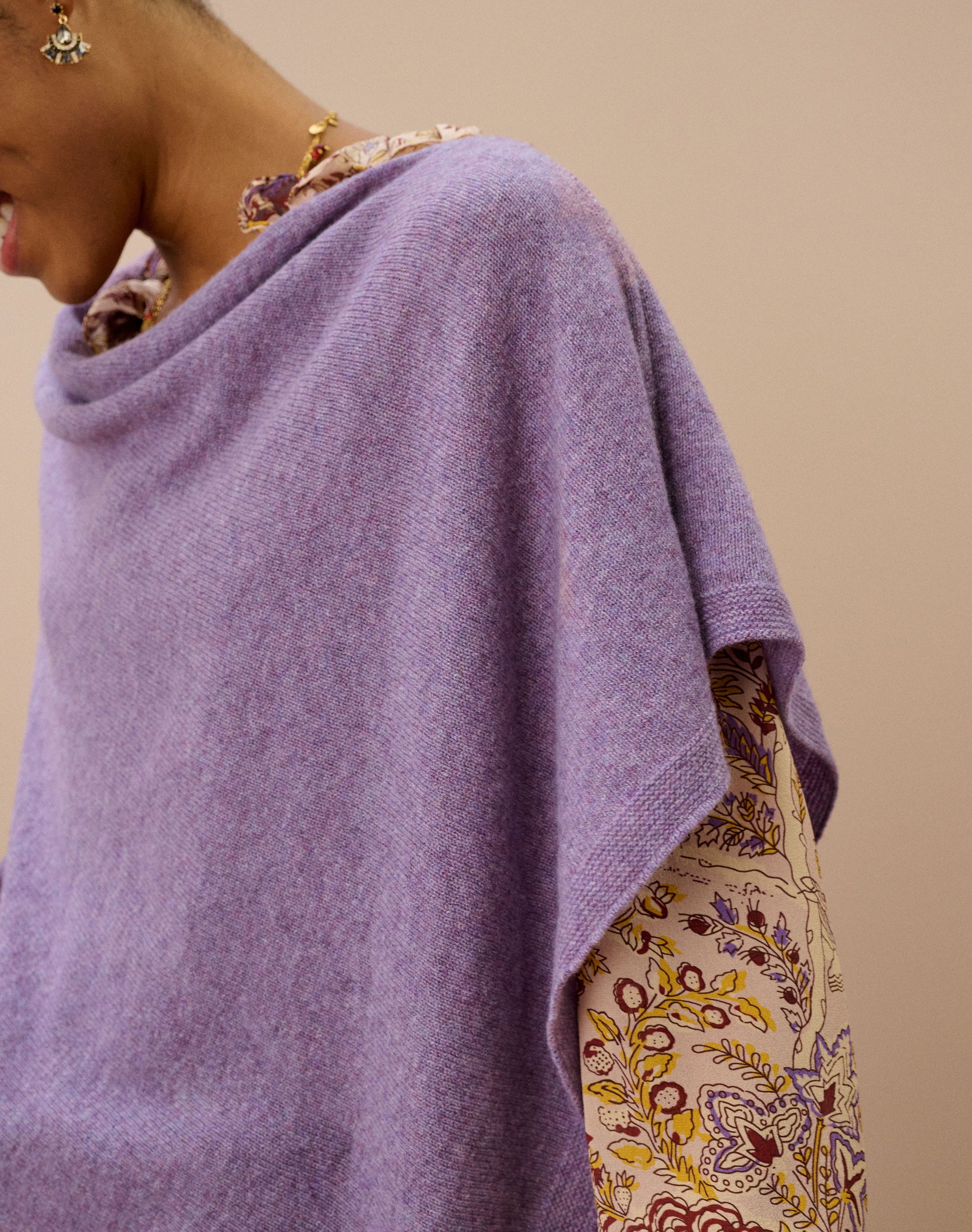 Cashmere Gauzy Knit Poncho