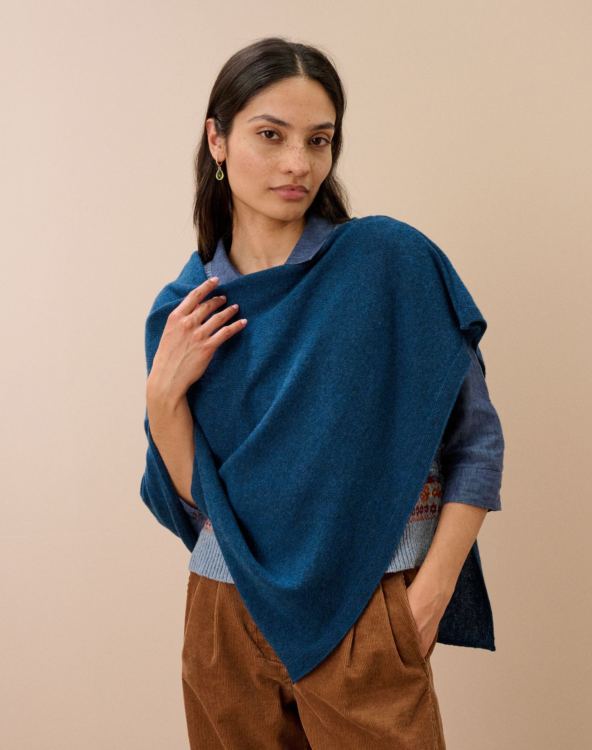 Cashmere Gauzy Knit Poncho