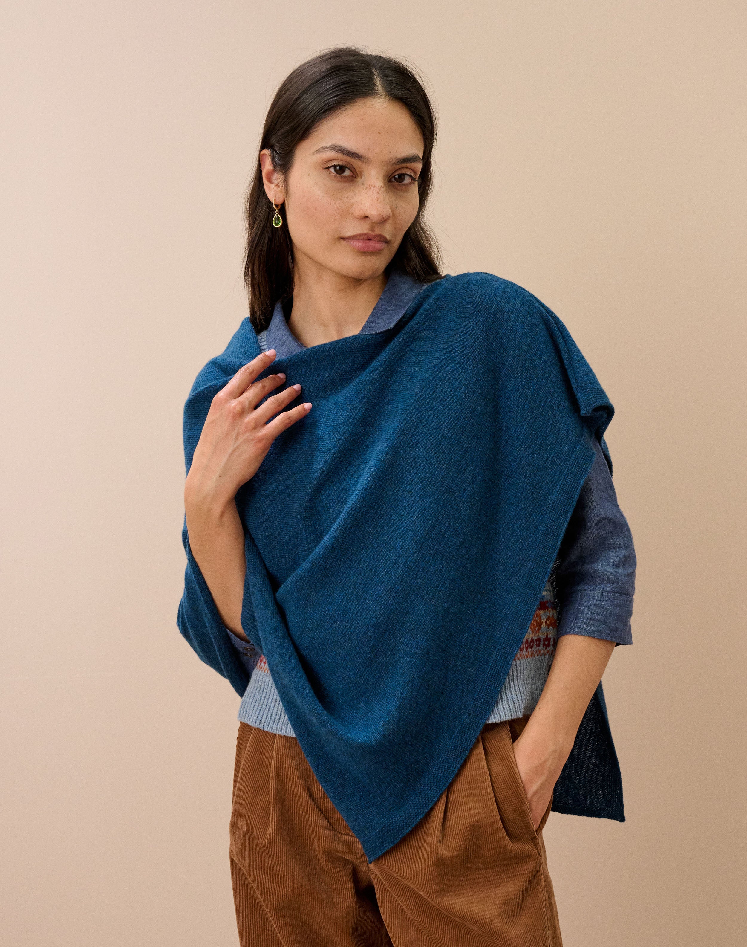 Cashmere Gauzy Knit Poncho