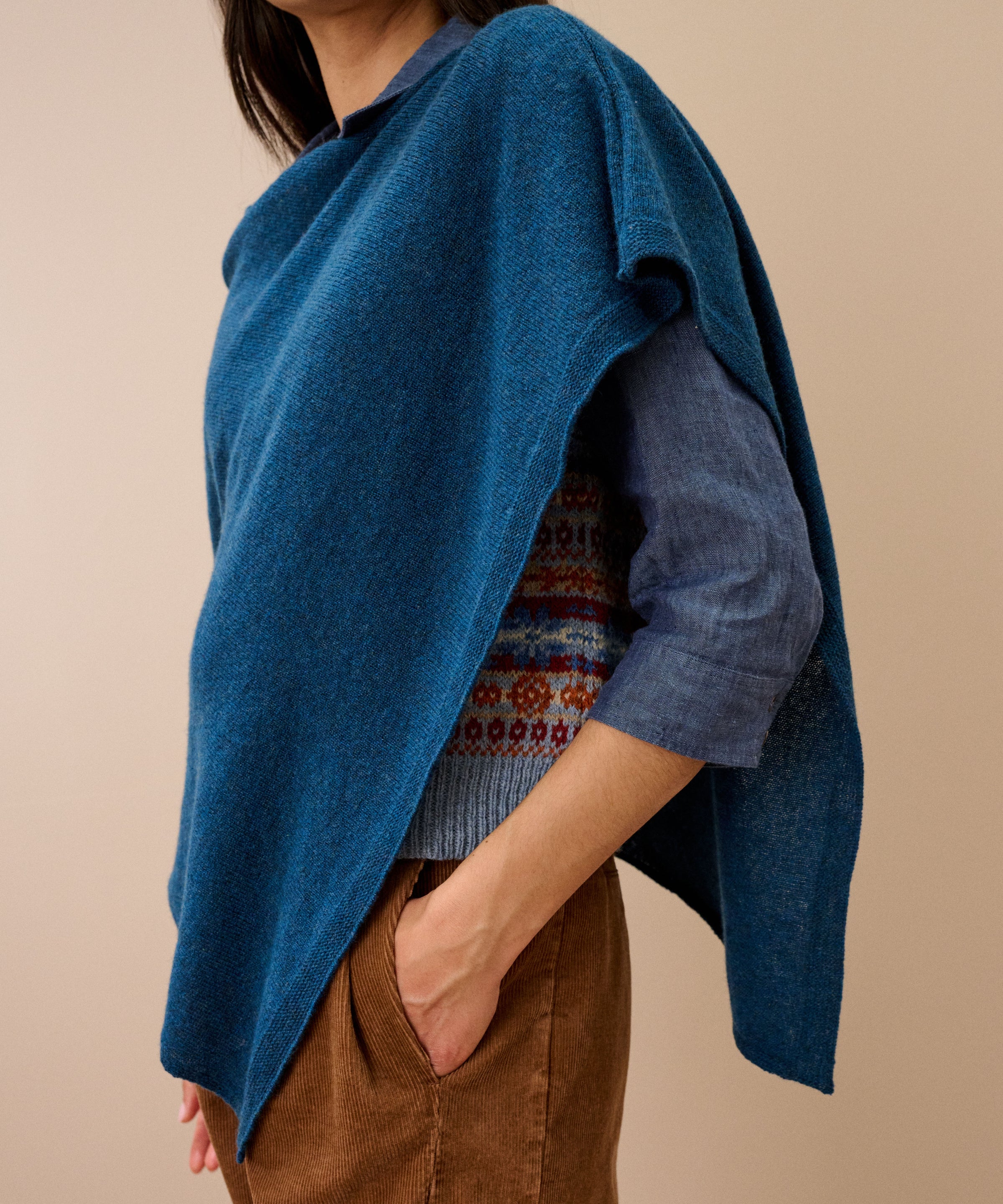 Cashmere Gauzy Knit Poncho