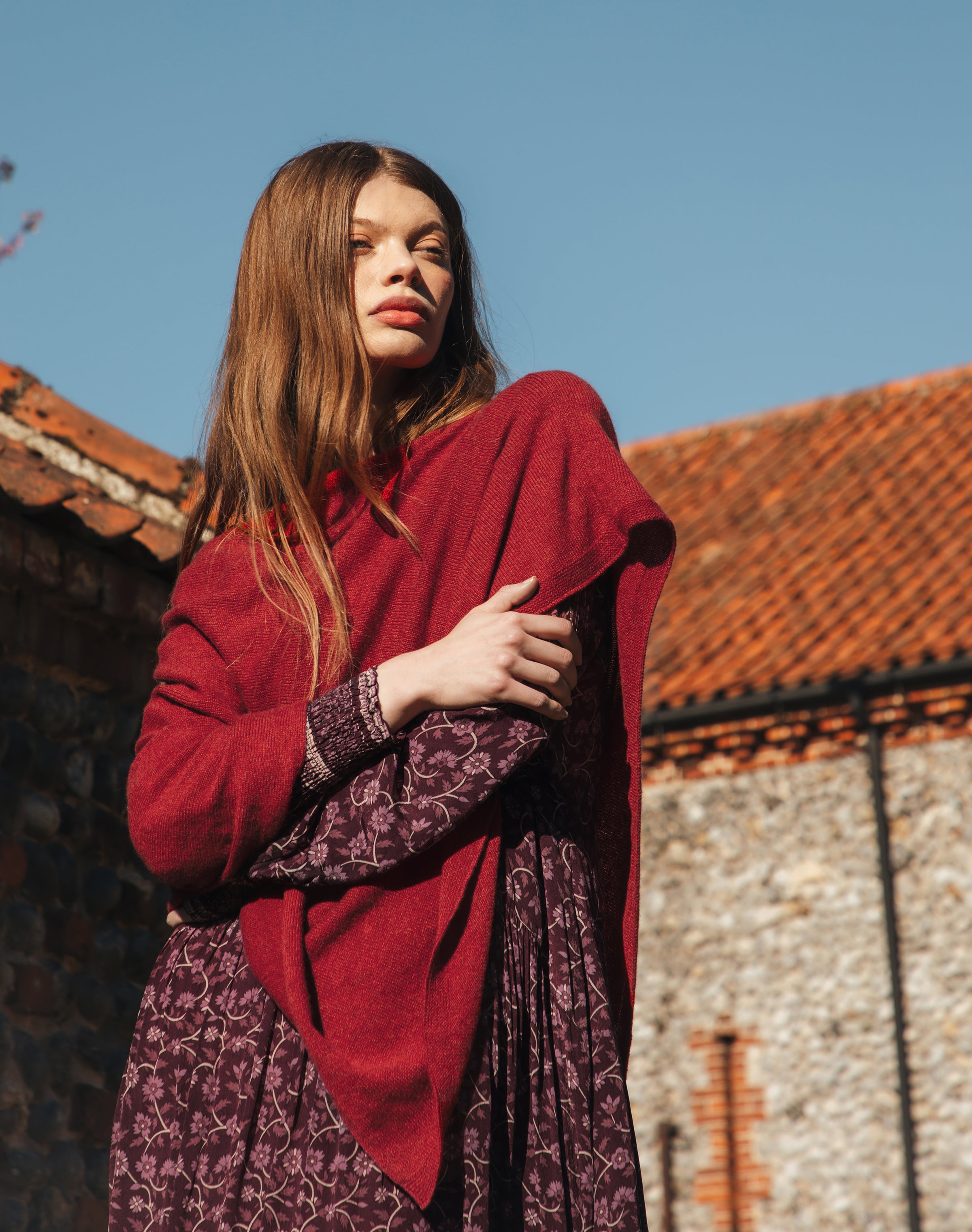 Cashmere Gauzy Knit Poncho