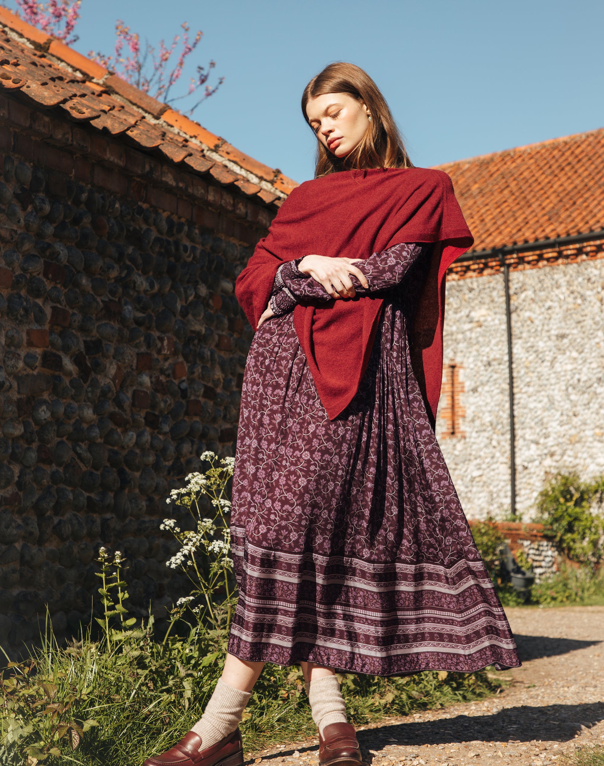 Cashmere Gauzy Knit Poncho